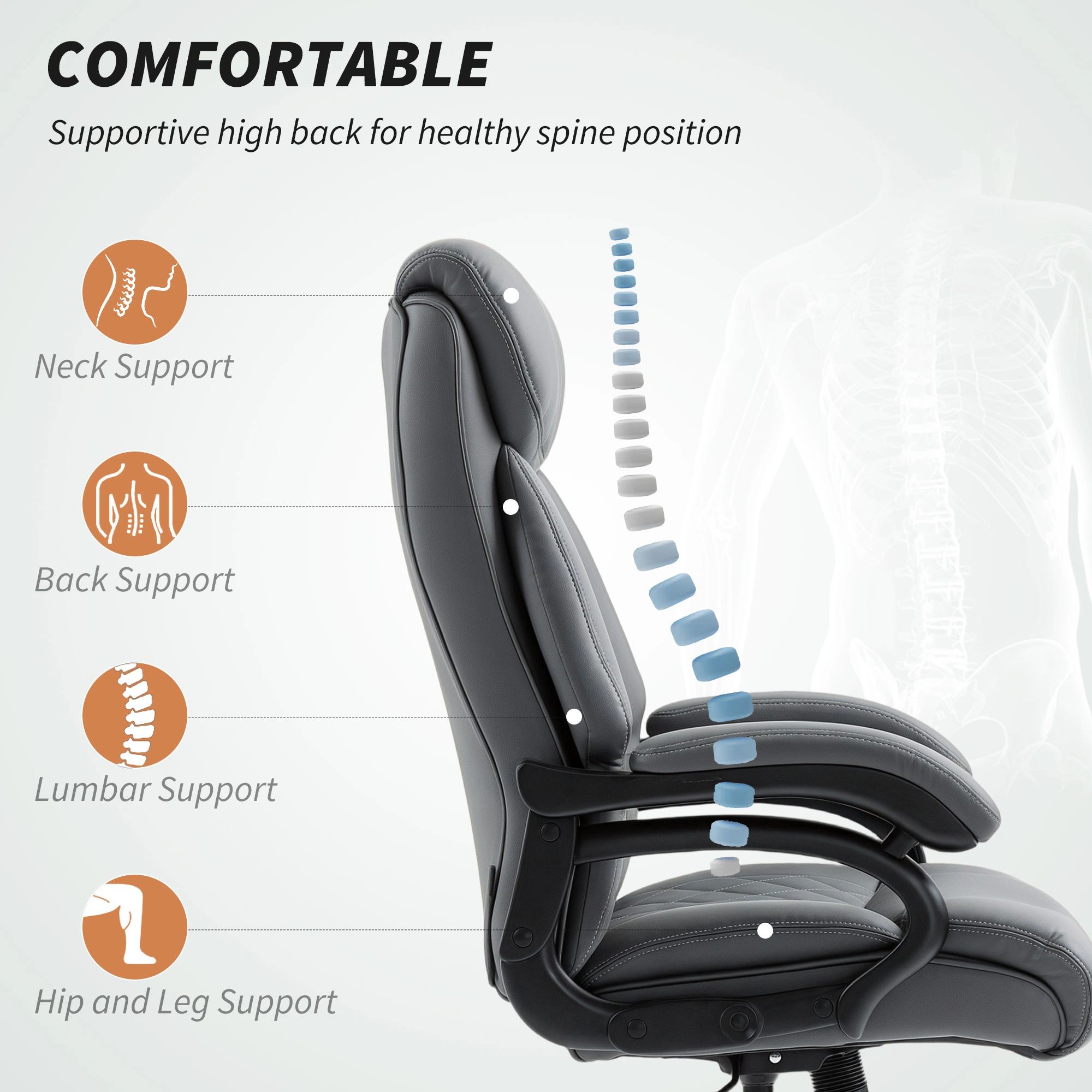 Massage Office Chair, Ergonomic Executive Swivel Chair with Heating Function view 3