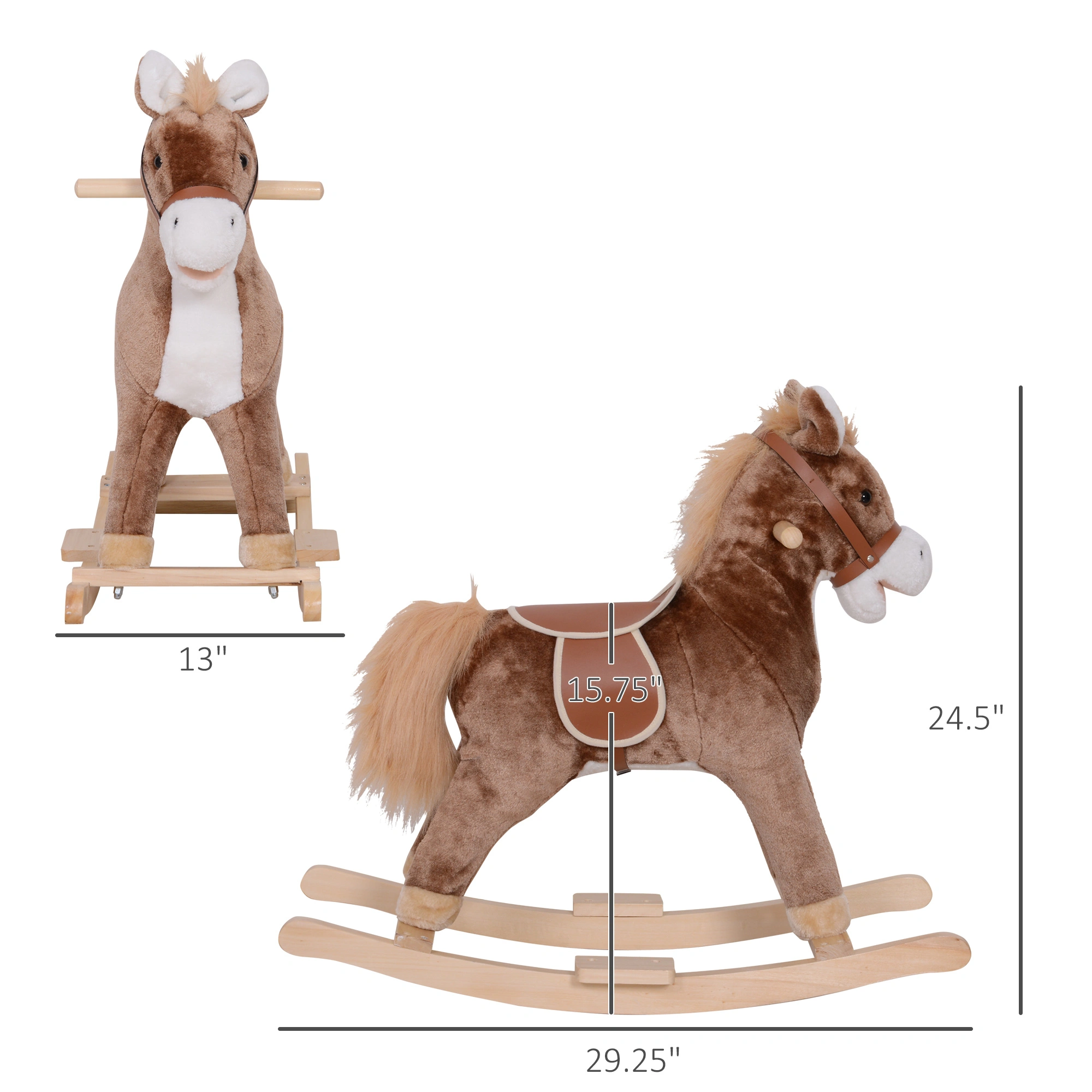 Kids Rocking Horse for Toddlers - Wooden Ride-On Rocking Toy with Soft Padding view 2