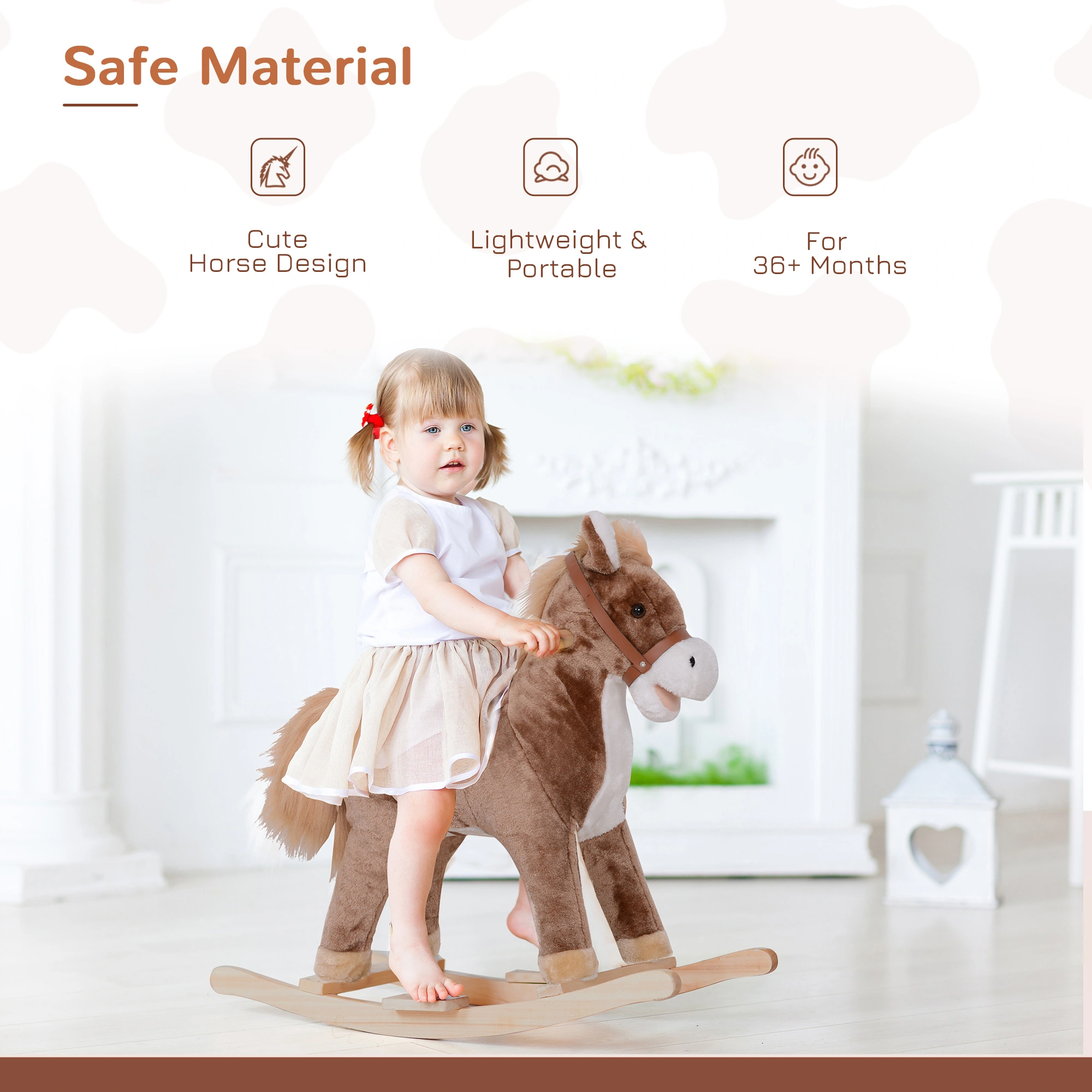 Kids Rocking Horse for Toddlers - Wooden Ride-On Rocking Toy with Soft Padding view 3