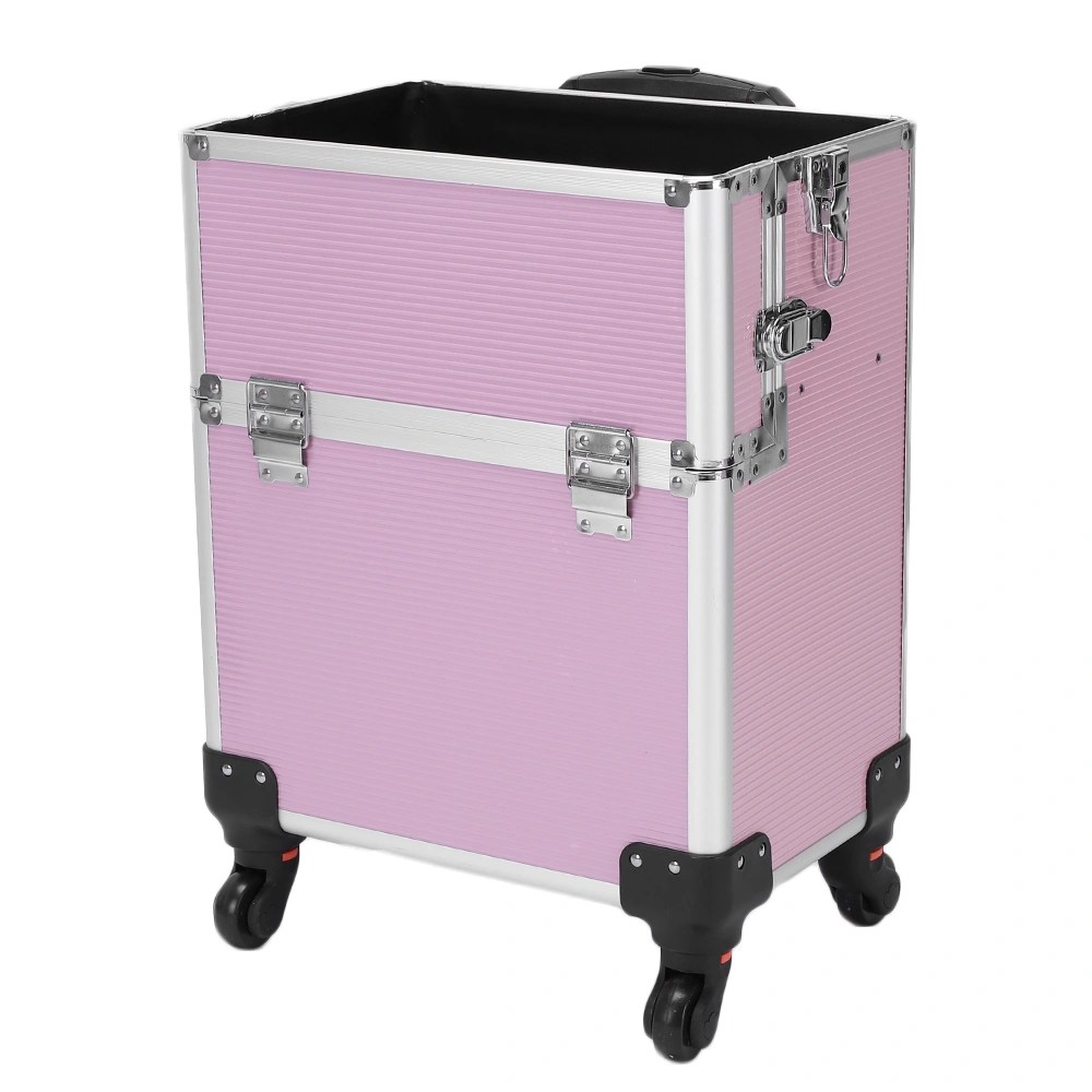 3pcs Aluminum Alloy Makeup Trolley Case with Universal Wheels, Portable Cosmetic Organizer Cart 14.2 x 9.4 x 41 inch, Pink view 19