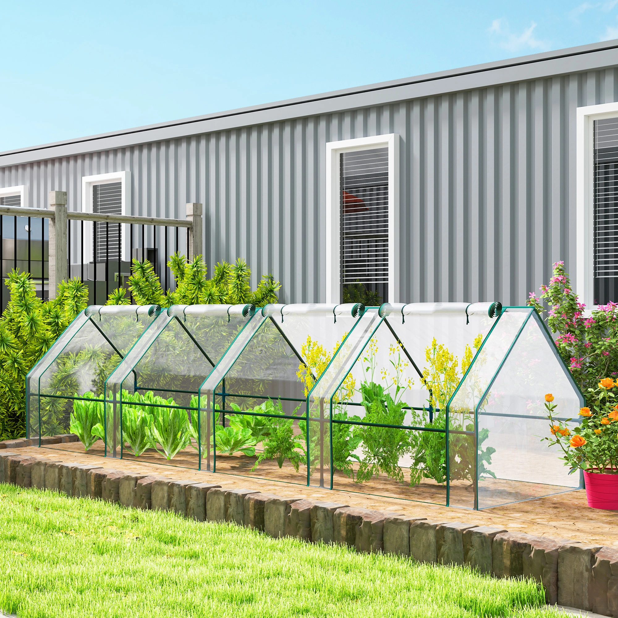 6 Person Walk-In Greenhouse Portable Tunnel Tent Cold Frame Plant Protection Garden Cover