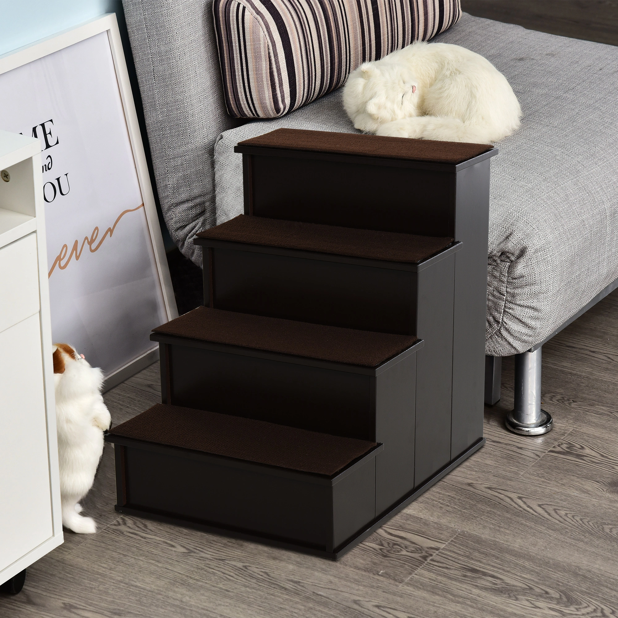 Pet Stairs for Dogs & Cats, 3-Tier Soft Foam Pet Steps, Non-Slip Indoor Staircase for Beds, Couches, Sofas, Small to Medium Dogs