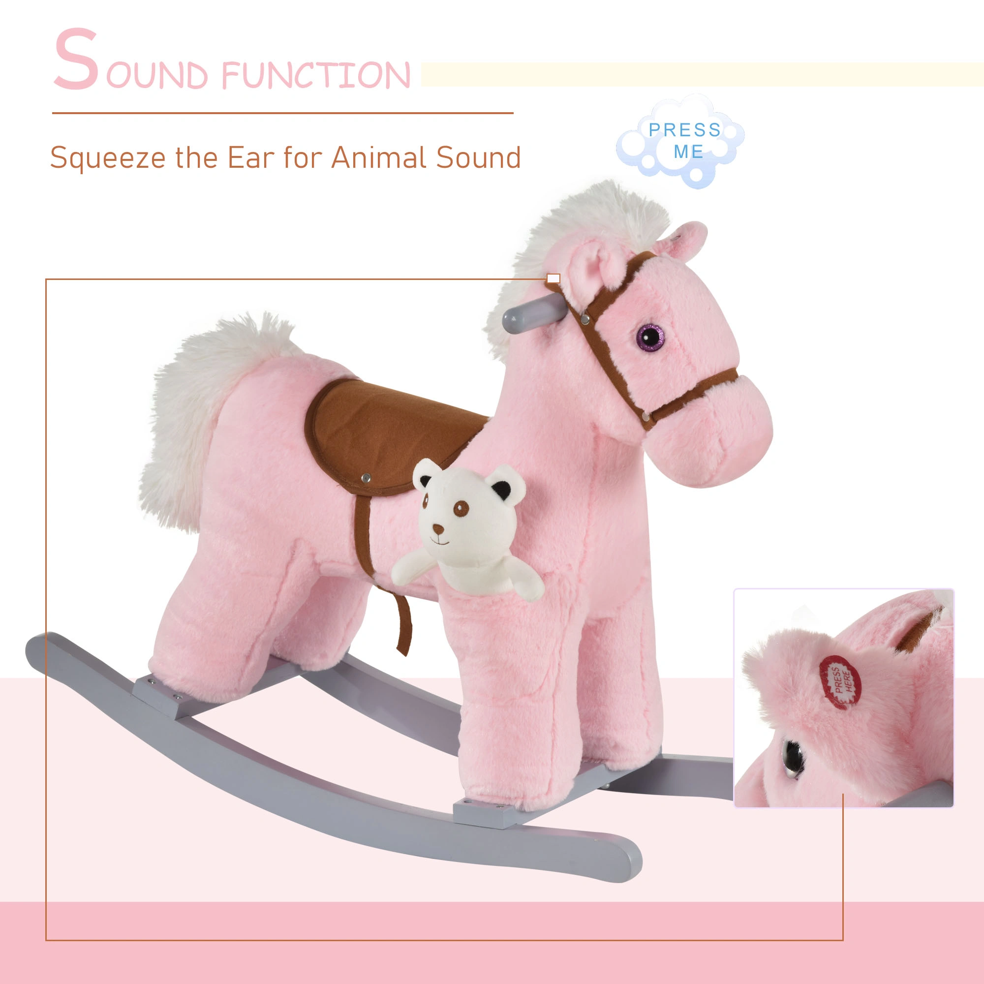 Kids Rocking Horse Wooden Horse Ride On Toy for Toddlers 1-3 Years Indoor Balance Training view 3
