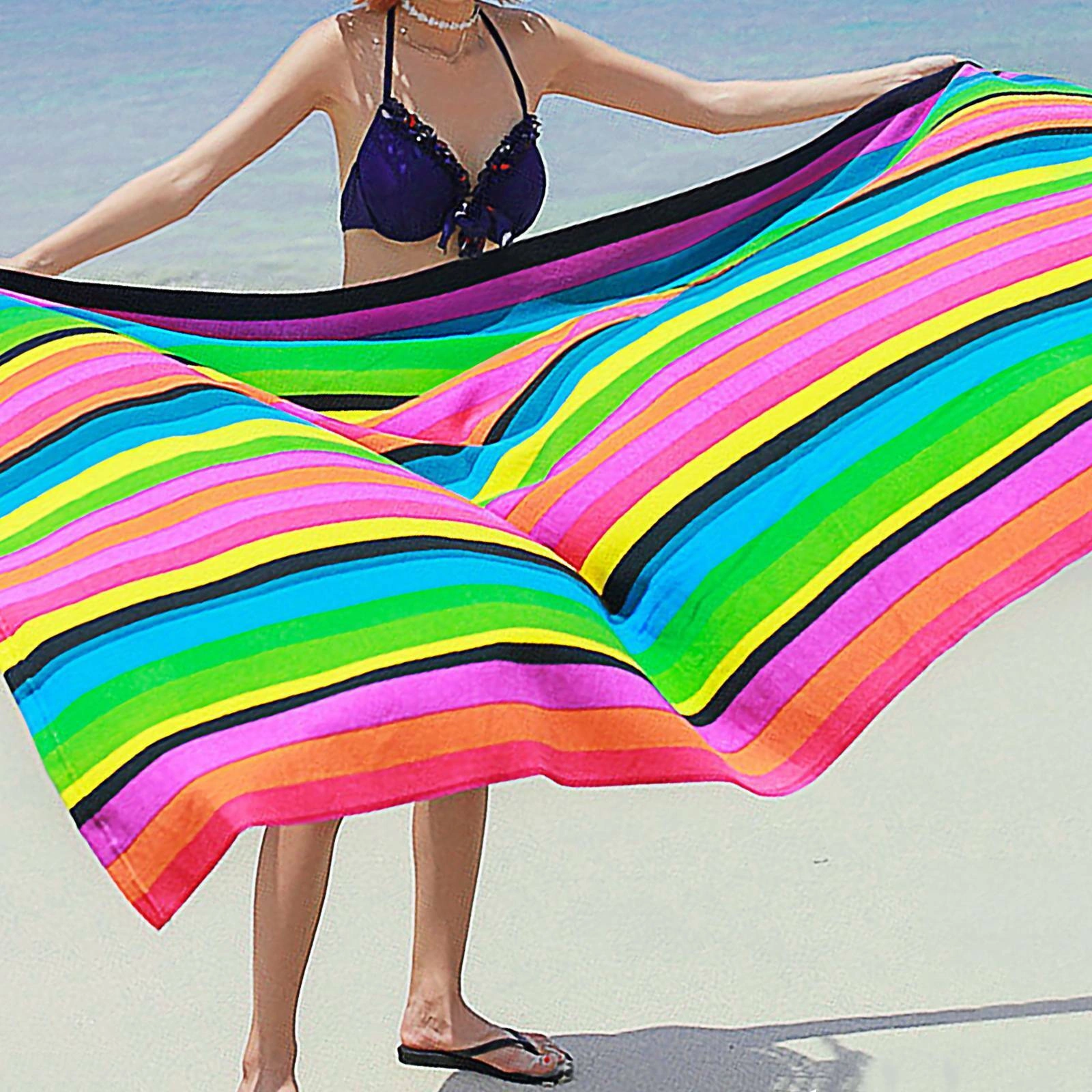 Extra Large Striped Microfibre Beach Towel Lightweight Quick Dry Travel Towel view 3