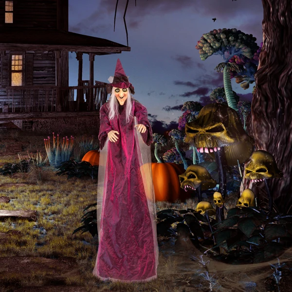 71in Life Size Hanging Witch Talking Halloween Everyday Decoration view 5