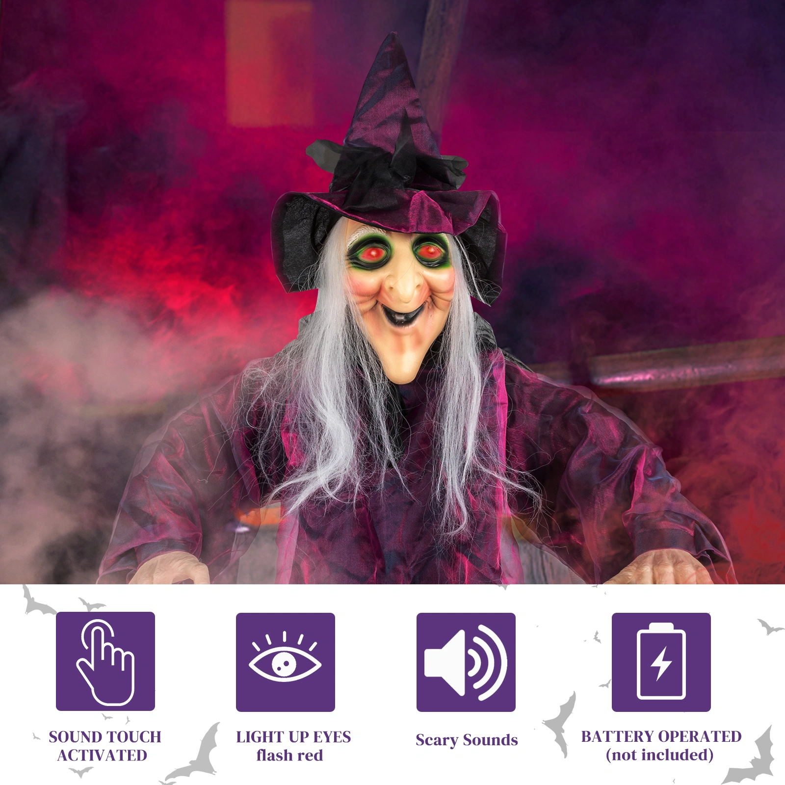 71in Life Size Hanging Witch Talking Halloween Everyday Decoration view 13