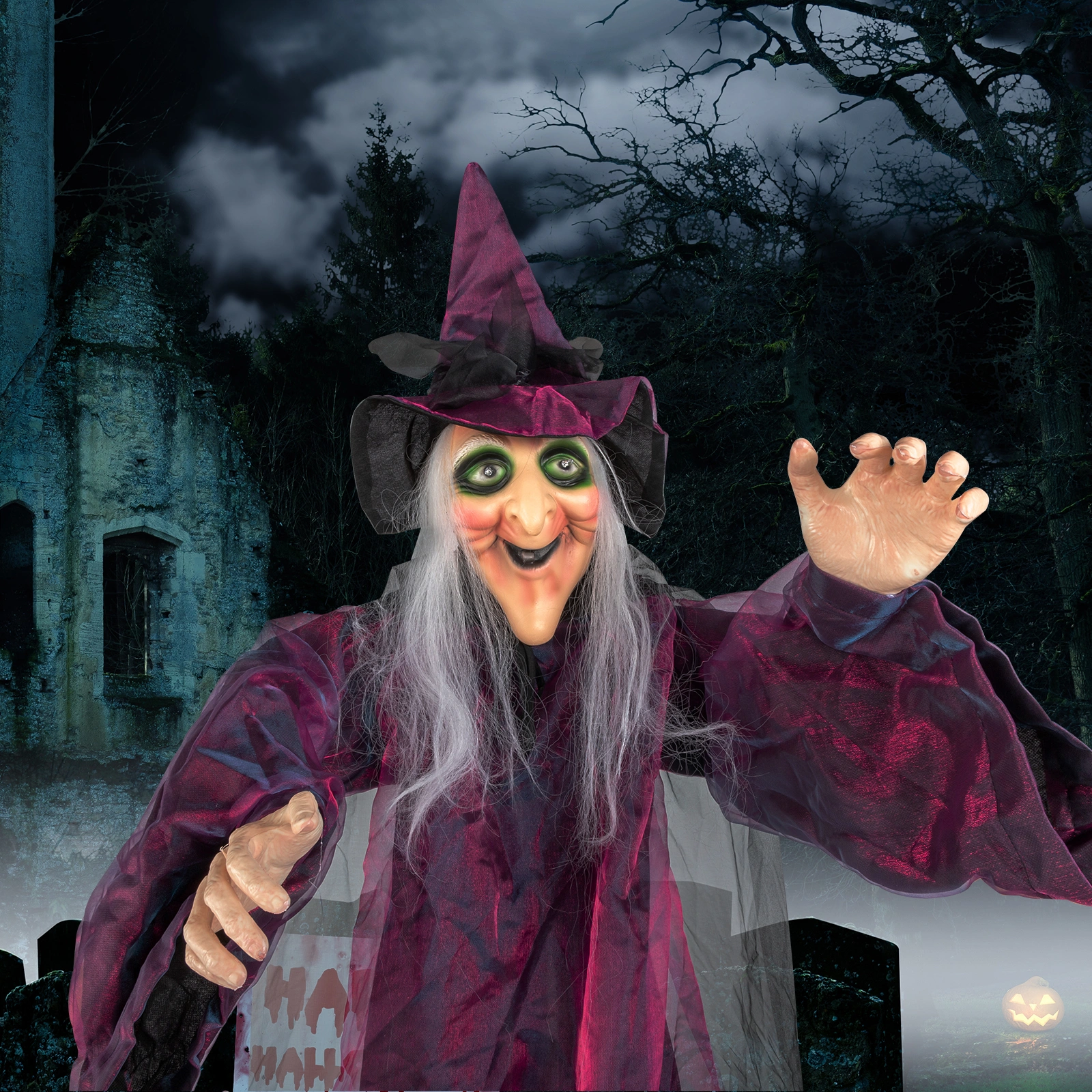 71in Life Size Hanging Witch Talking Halloween Everyday Decoration view 6
