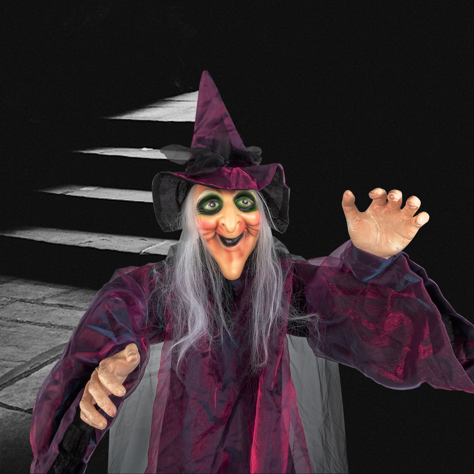 71in Life Size Hanging Witch Talking Halloween Everyday Decoration view 7