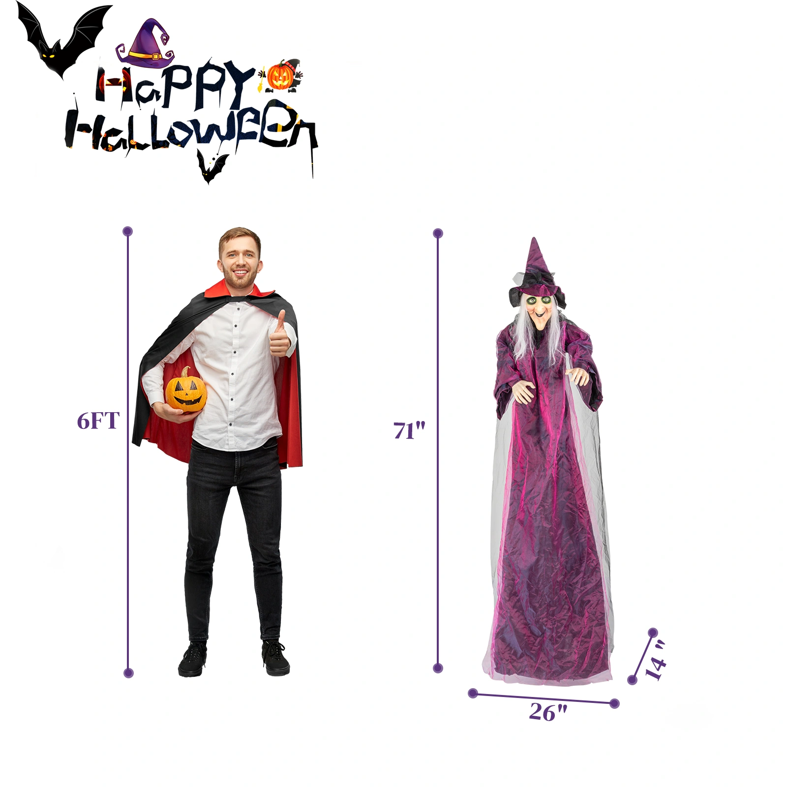 71in Life Size Hanging Witch Talking Halloween Everyday Decoration view 9