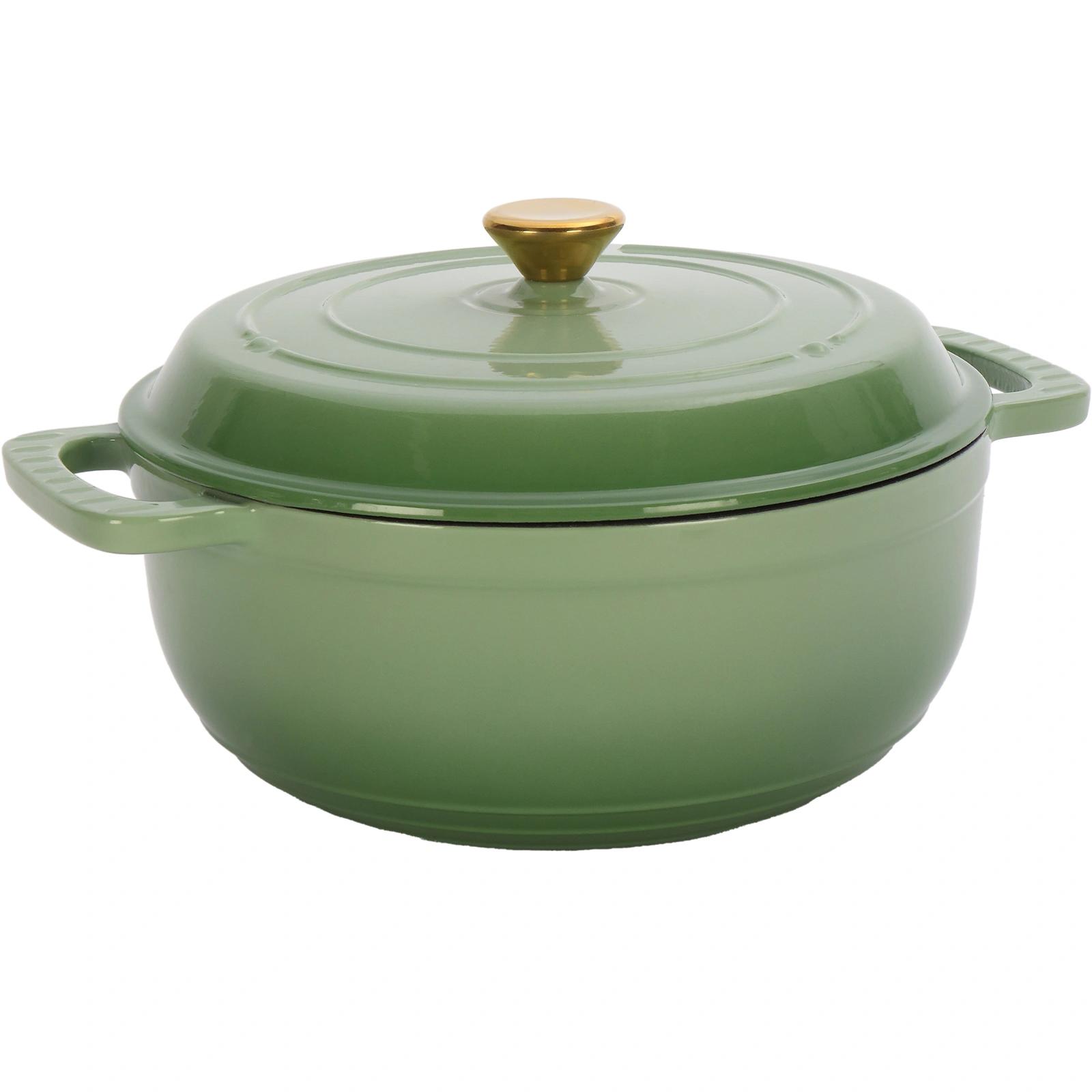 Cast iron 7.5QT cooking pot - Gradient green color - Includes two silicone gloves - Enamel pot