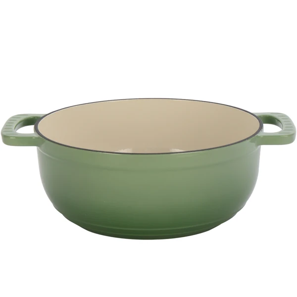 Cast iron 7.5QT cooking pot - Gradient green color - Includes two silicone gloves - Enamel pot view 4