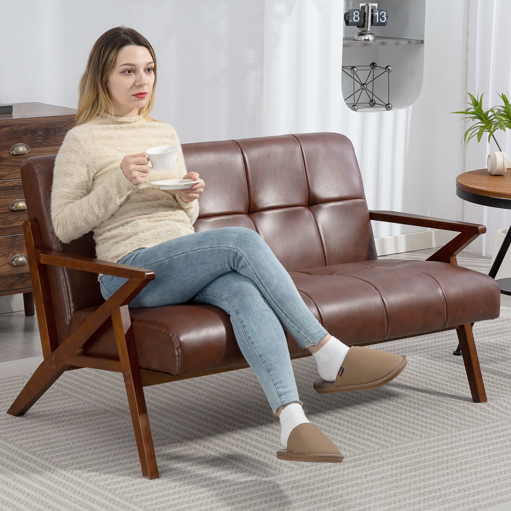 Modern Sofa Chair with Upholstered Seat, Compact Armchair for Living Room and Bedroom