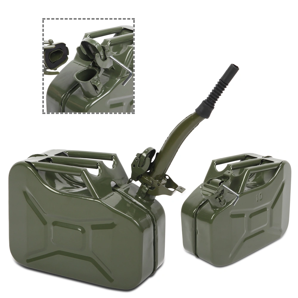 10L American Style Oil Barrel - Army Green Steel Fuel Can, 0.8mm Thick with Inverted Pour Spout view 3