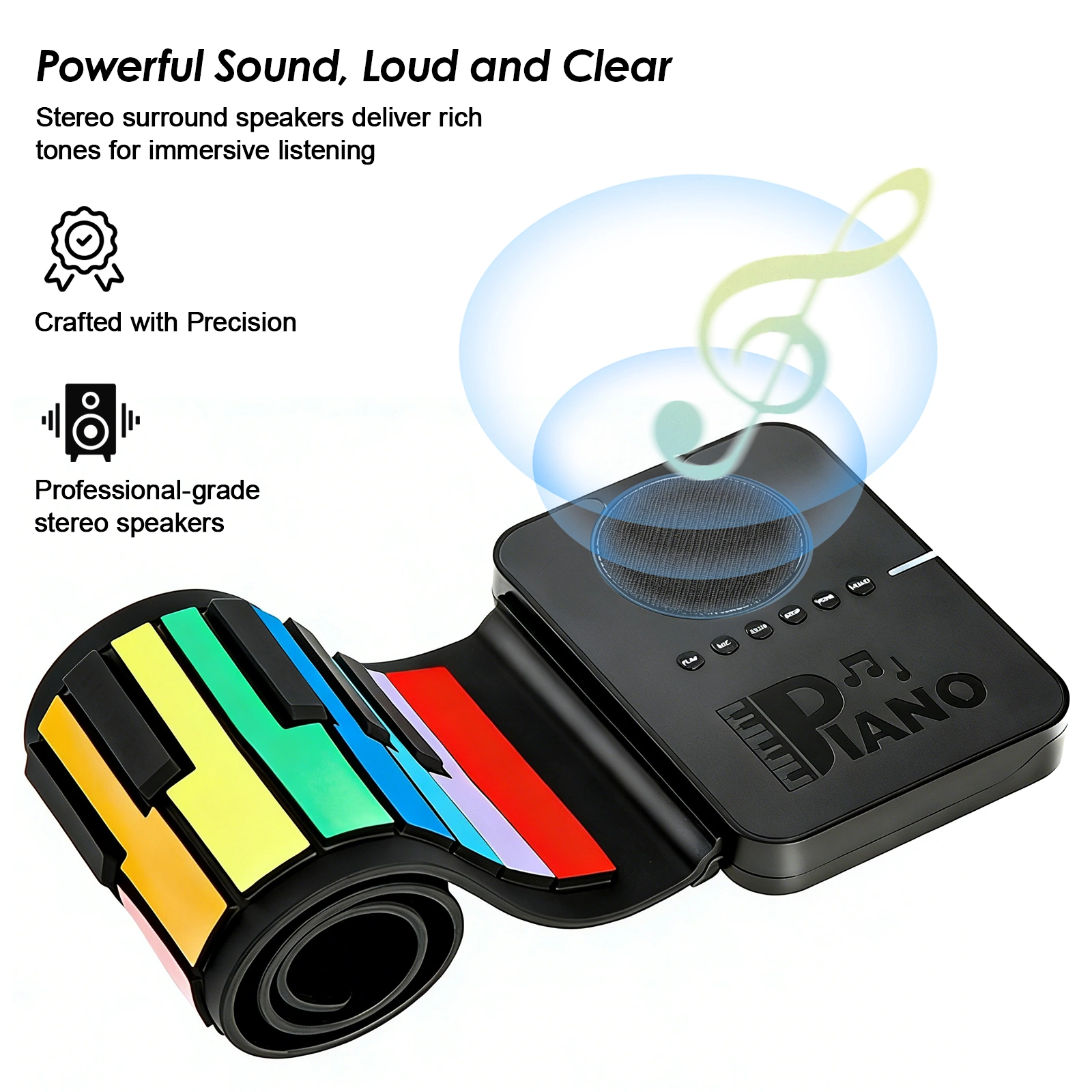 Regenbogen Roll-Up Keyboard, Tragbares Silikon Keyboard, Elektronisches Klavier für Kinder & Anfänger view 5