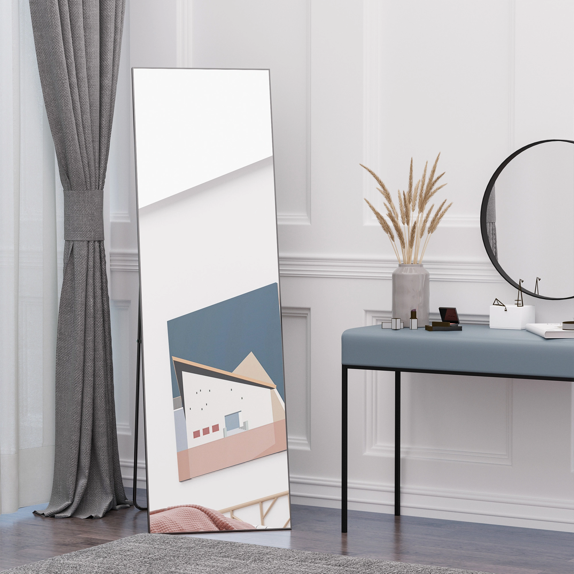 Dressing Mirror Full Length, Standing Floor Mirror with Sleek Frame, Decorative Full Body Mirror for Bedroom