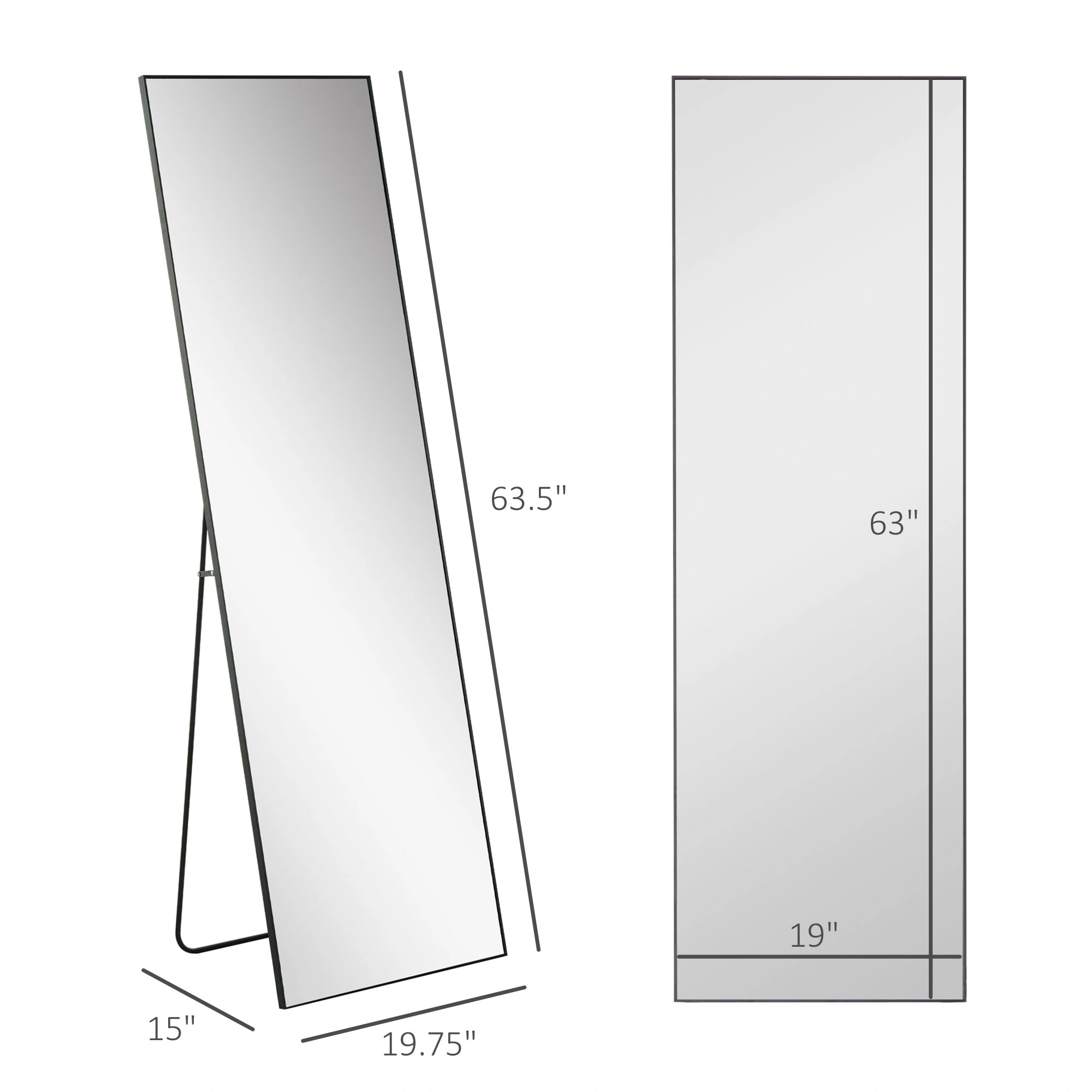 Dressing Mirror Full Length, Standing Floor Mirror with Sleek Frame, Decorative Full Body Mirror for Bedroom view 2