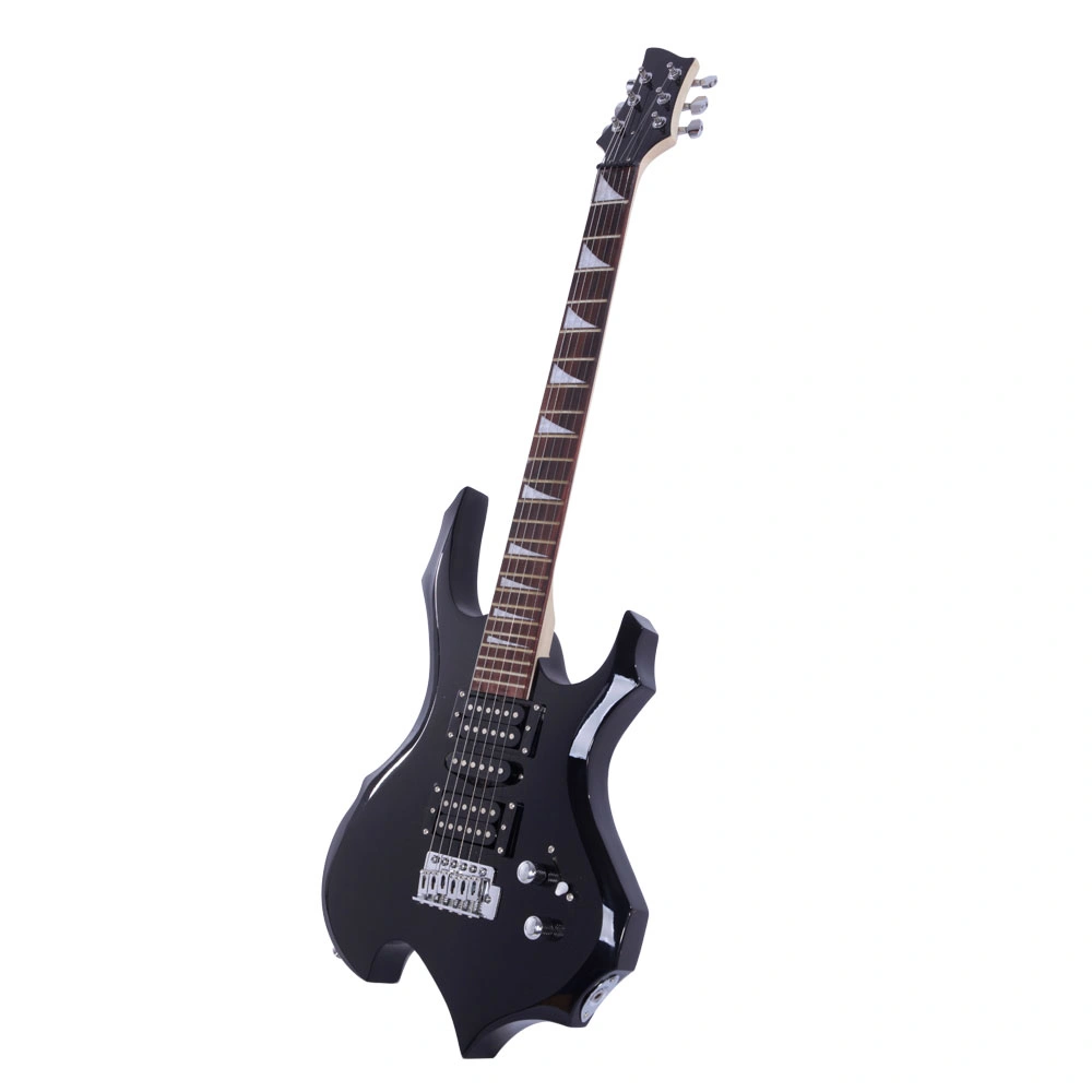 Flame Shaped Electric Guitar Accessory Kit for Beginners, HSH Pickup, Strap, Paddle Rocker Switch, Cable, Wrench Tool, Black view 4