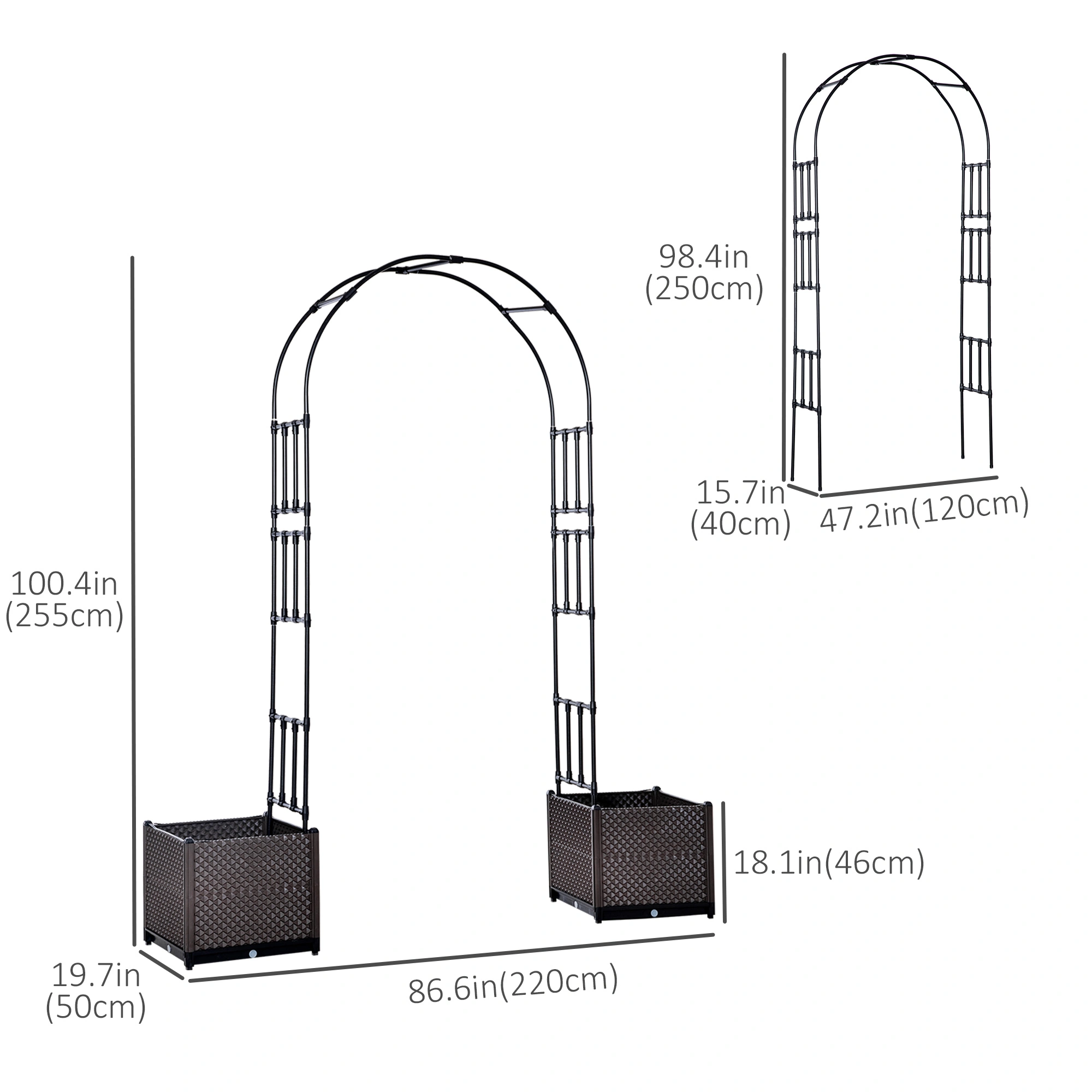 Metal Garden Arch for Outdoor Yard, Heavy Duty Steel Plant Arch Support, Weather Resistant, Amazon Prime Shipping view 2