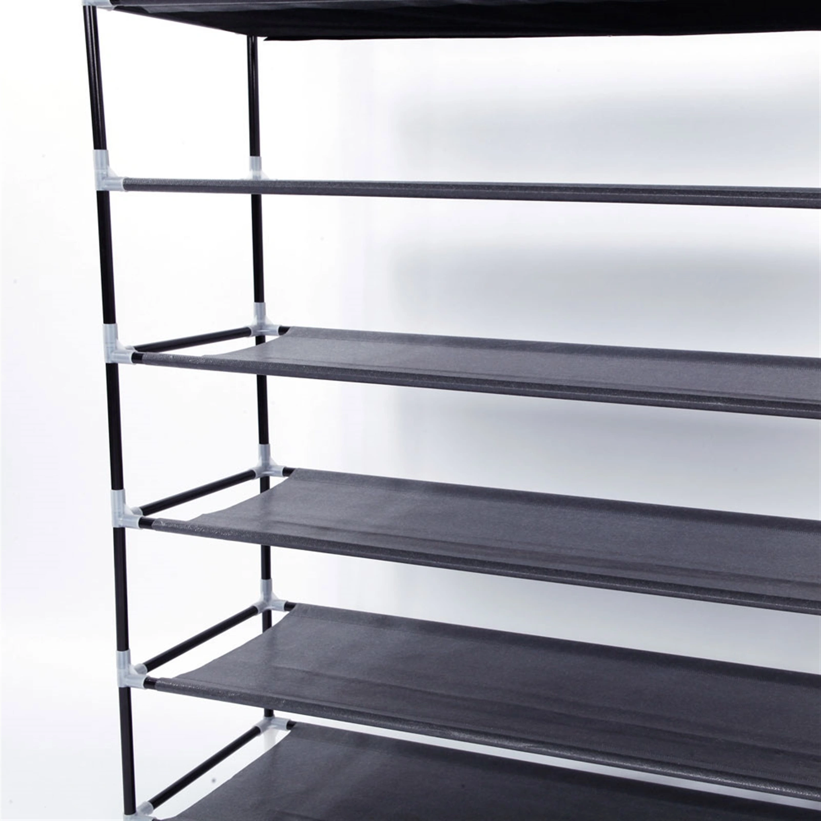 Simple Assembly 10 Tiers Non-woven Fabric Shoe Rack with Handle Black view 4