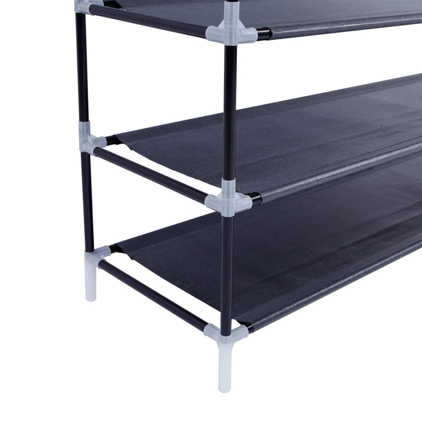 Simple Assembly 10 Tiers Non-woven Fabric Shoe Rack with Handle Black view 5