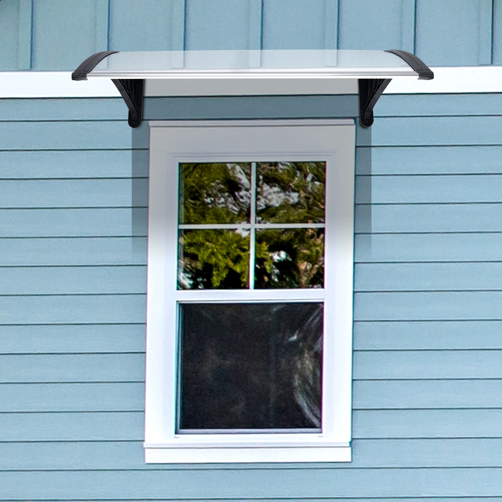 HT-100 x 80 Household Application Door & Window Rain Cover Eaves Canopy White & Black Bracket view 25