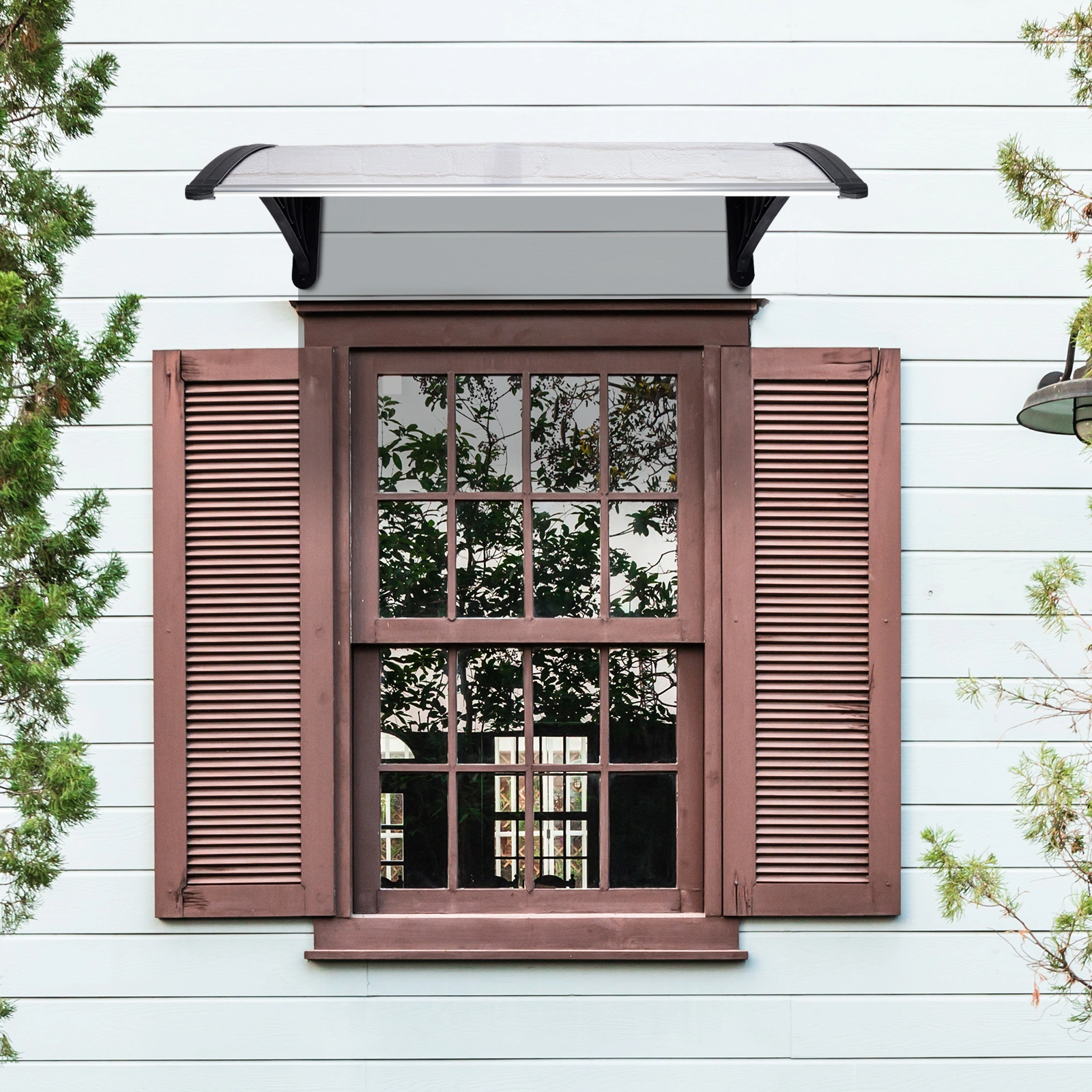HT-100 x 80 Household Application Door & Window Rain Cover Eaves Canopy White & Black Bracket view 26