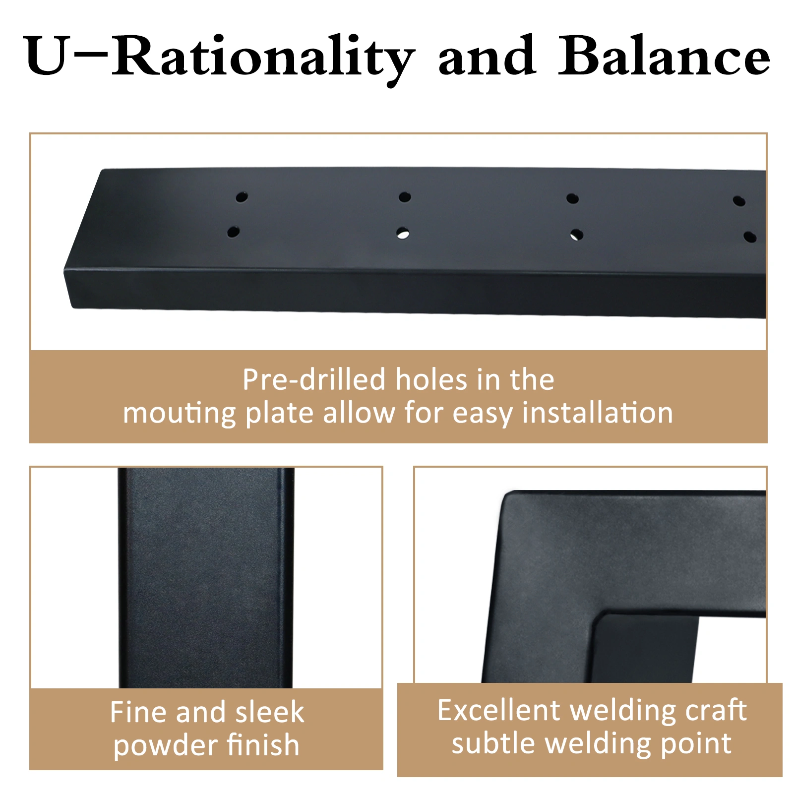 Metal Table Legs 71cm U Shape Table Frame DIY, Metal Furniture Legs for Dining Conference Coffee Table, Two-Piece view 2