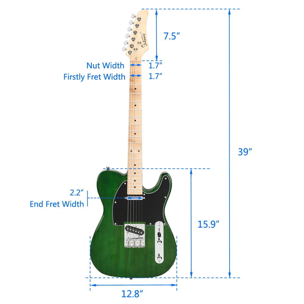 GTL Maple Fingerboard Electric Guitar (Green) Bag Strap Paddle Cable Wrench Tool view 13