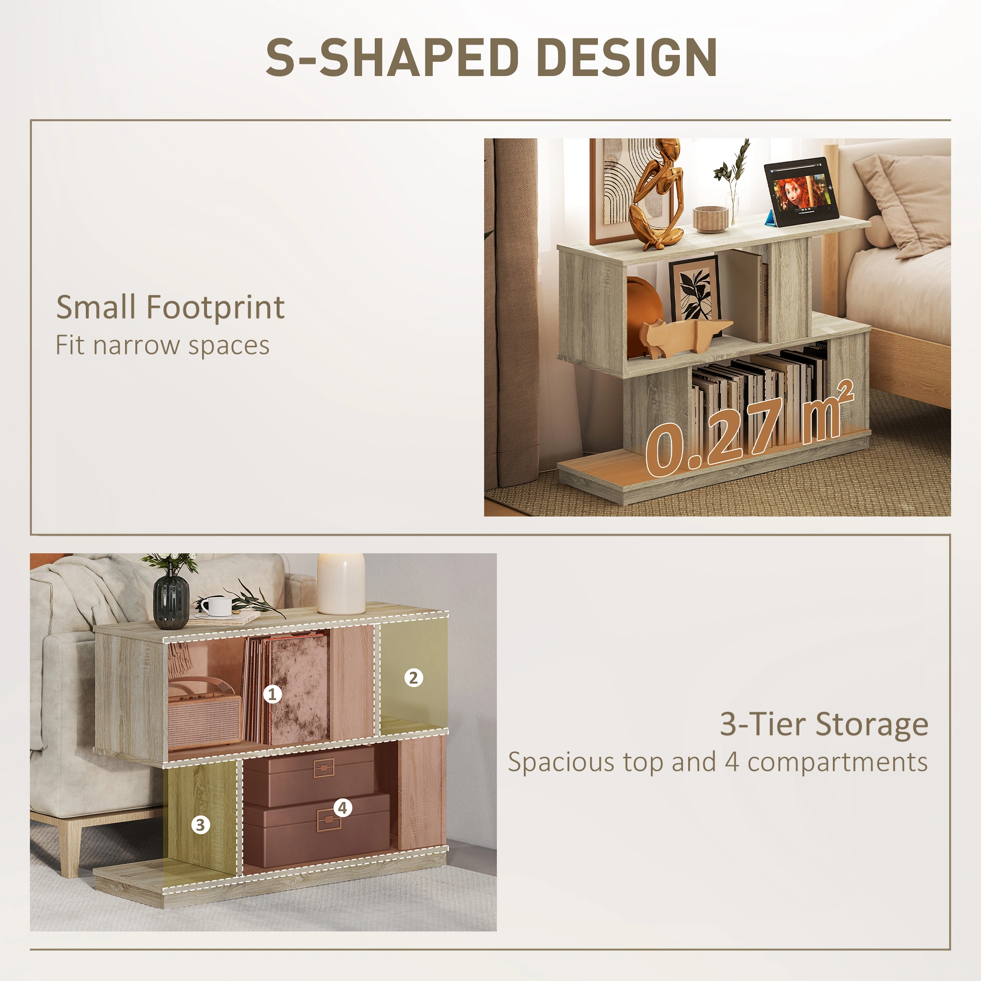 Rattan Coffee Table, Woven Accent Side Table with Storage Shelf for Living Room, Bedroom, Small Space view 2