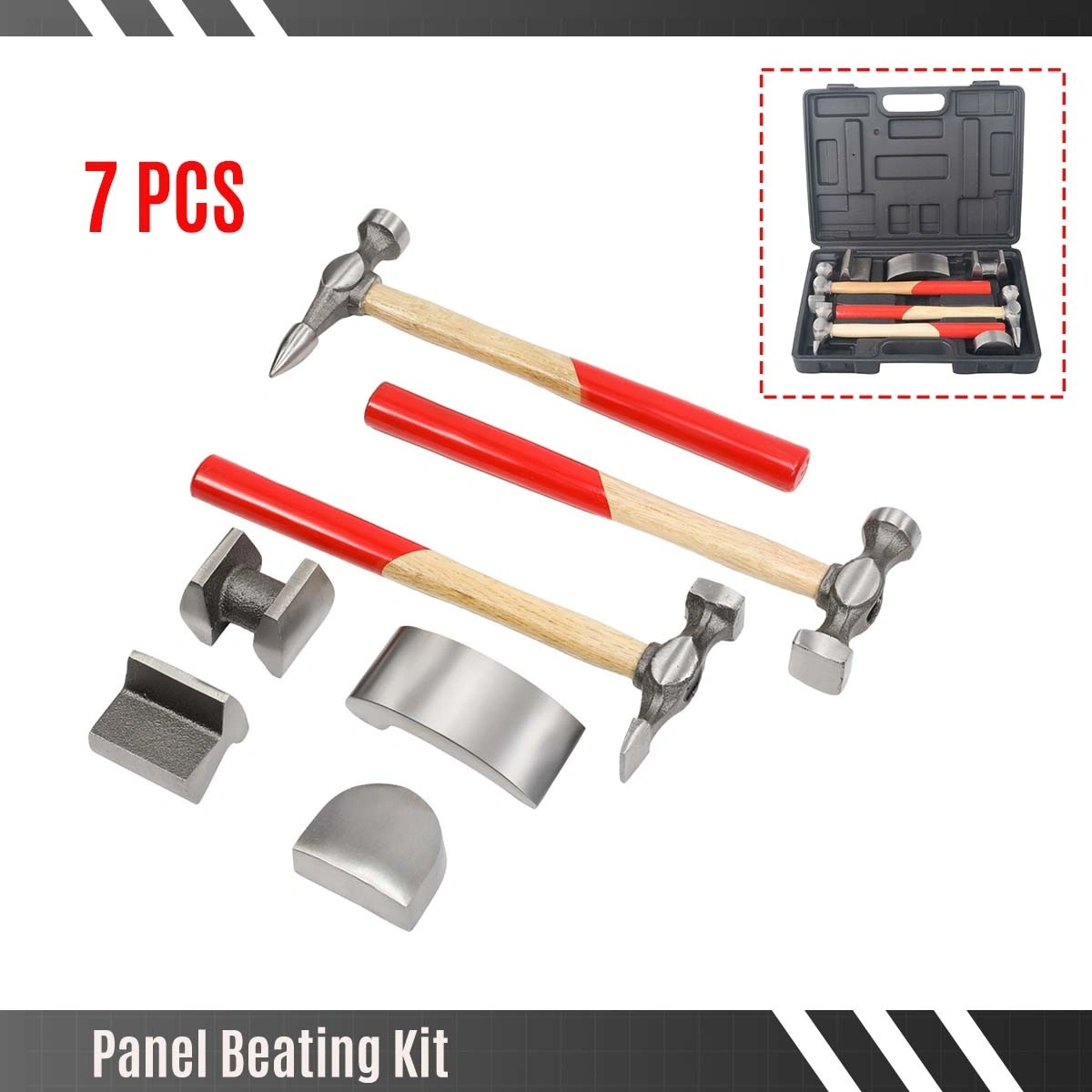 7-Piece Auto Body Repair Tool Kit, Panel Beating Hammer and Dolly Set
