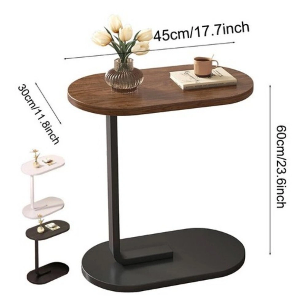 C-Shaped Sofa Side End Table, Compact Coffee Laptop Table for Living Room Bedroom, Black, UK view 4