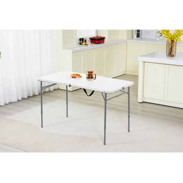 40"L x 20"W Plastic Adjustable Height Fold-in-Half Folding Table, White (Shipment from Walmart) view 6