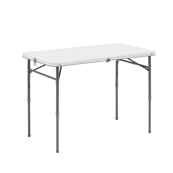 40"L x 20"W Plastic Adjustable Height Fold-in-Half Folding Table, White (Shipment from Walmart)