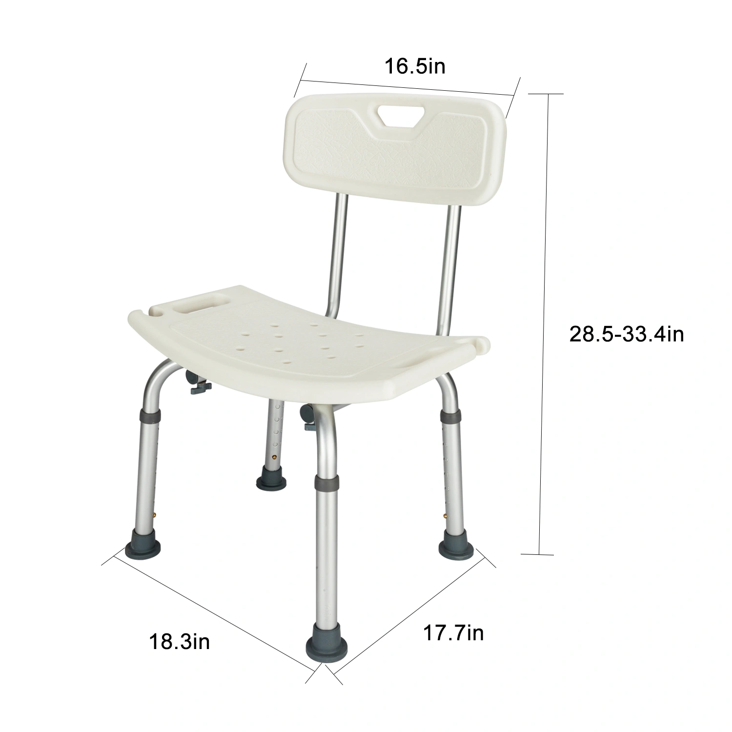 Medical Bathroom Safety Shower Tub Aluminium Alloy Bath Chair Seat Bench with Removable Back White view 6