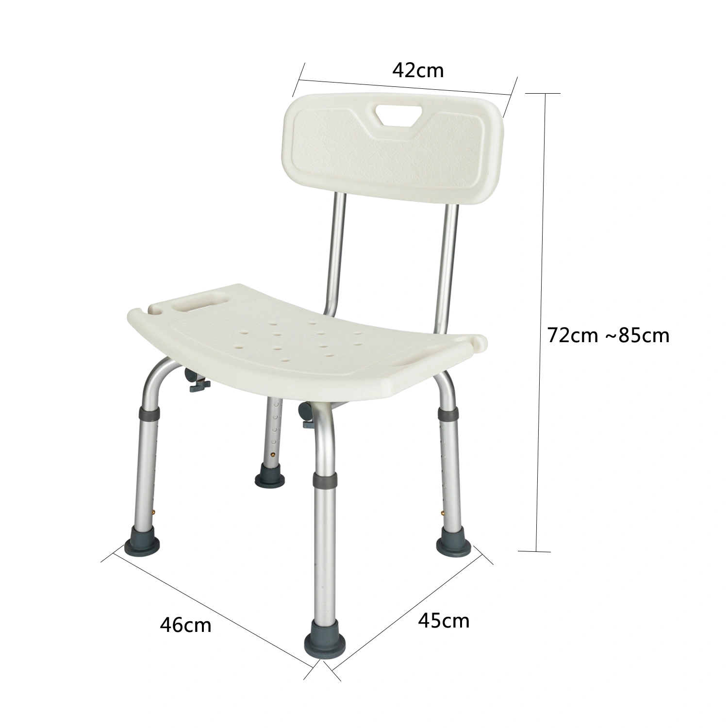 Medical Bathroom Safety Shower Tub Aluminium Alloy Bath Chair Seat Bench with Removable Back White view 7