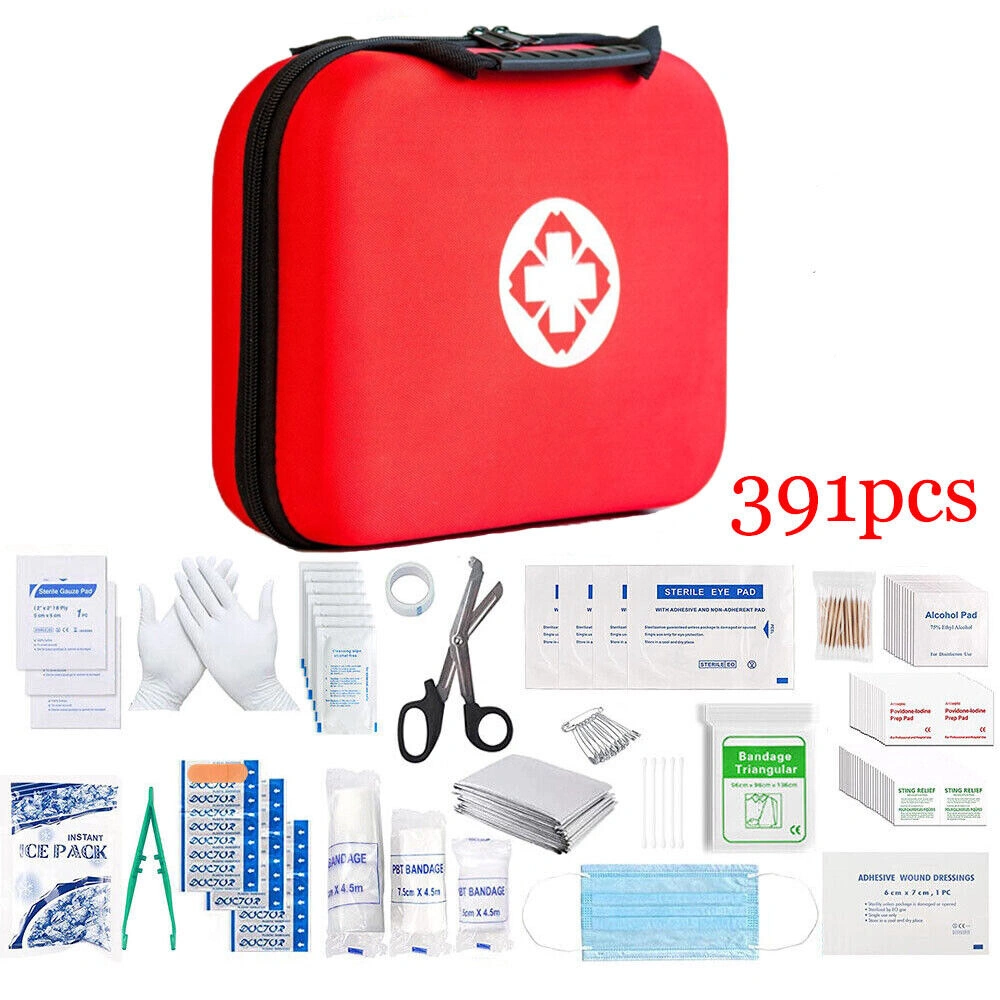 391 Piece First Aid Kit, Medical Emergency Bag for Home Car Travel Work, 1st Aid Supplies with Carry Case