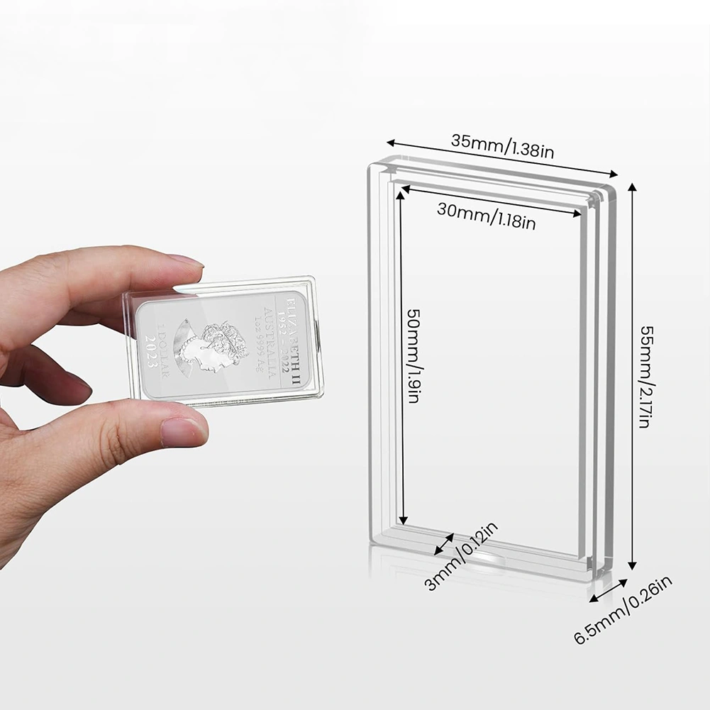 Clear Acrylic Silver Bar Case 1oz - Display Holder & Storage Container for Gold Bars, Jewelry, Medals - Transparent Organizer Box view 4