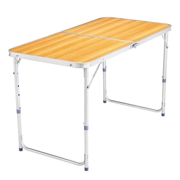 4Ft Portable Multipurpose Folding Table wood grain color view 3