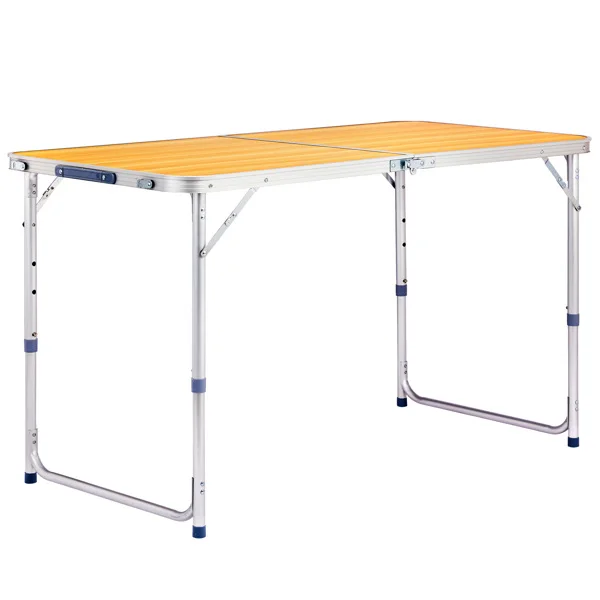 4Ft Portable Multipurpose Folding Table wood grain color view 4