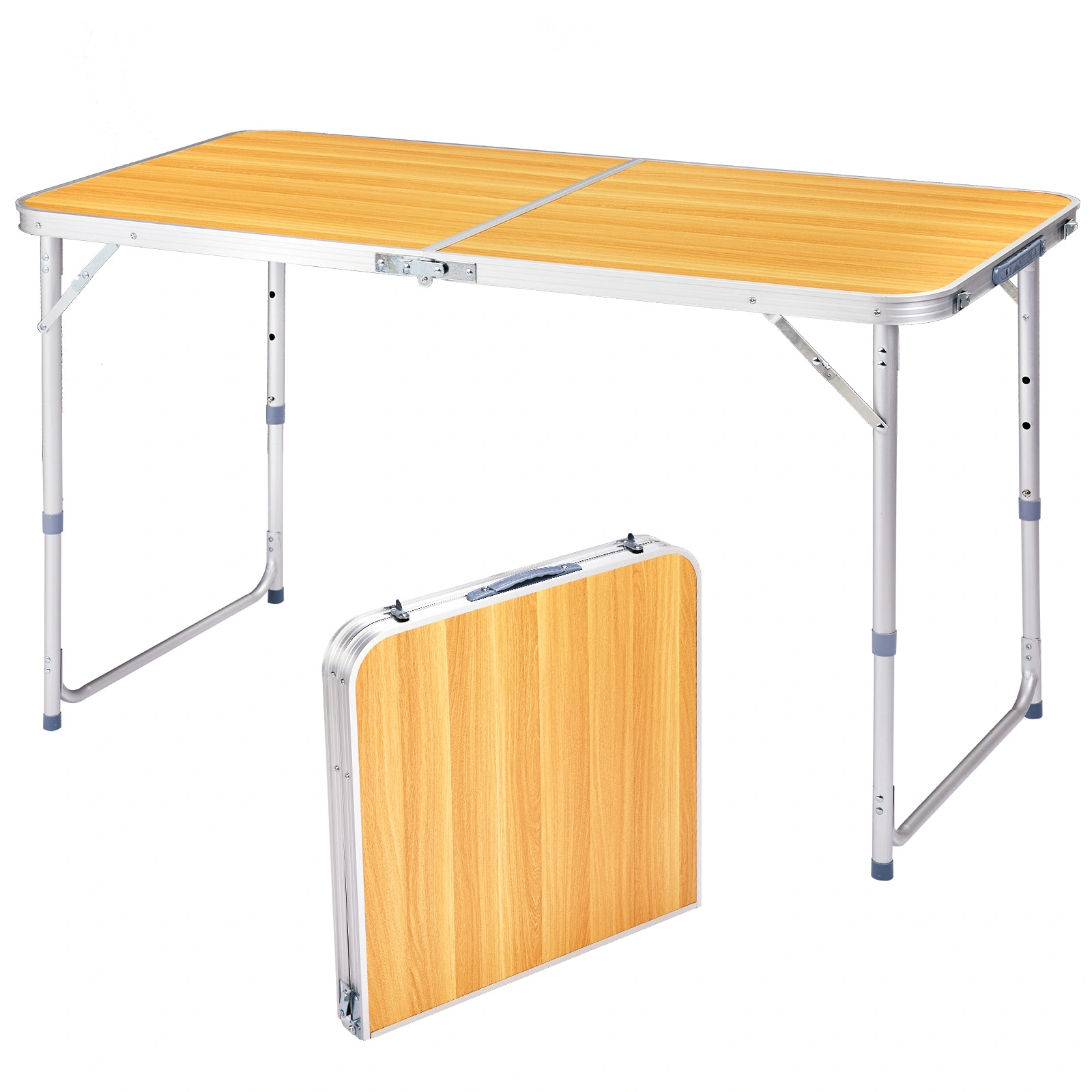 4Ft Portable Multipurpose Folding Table wood grain color
