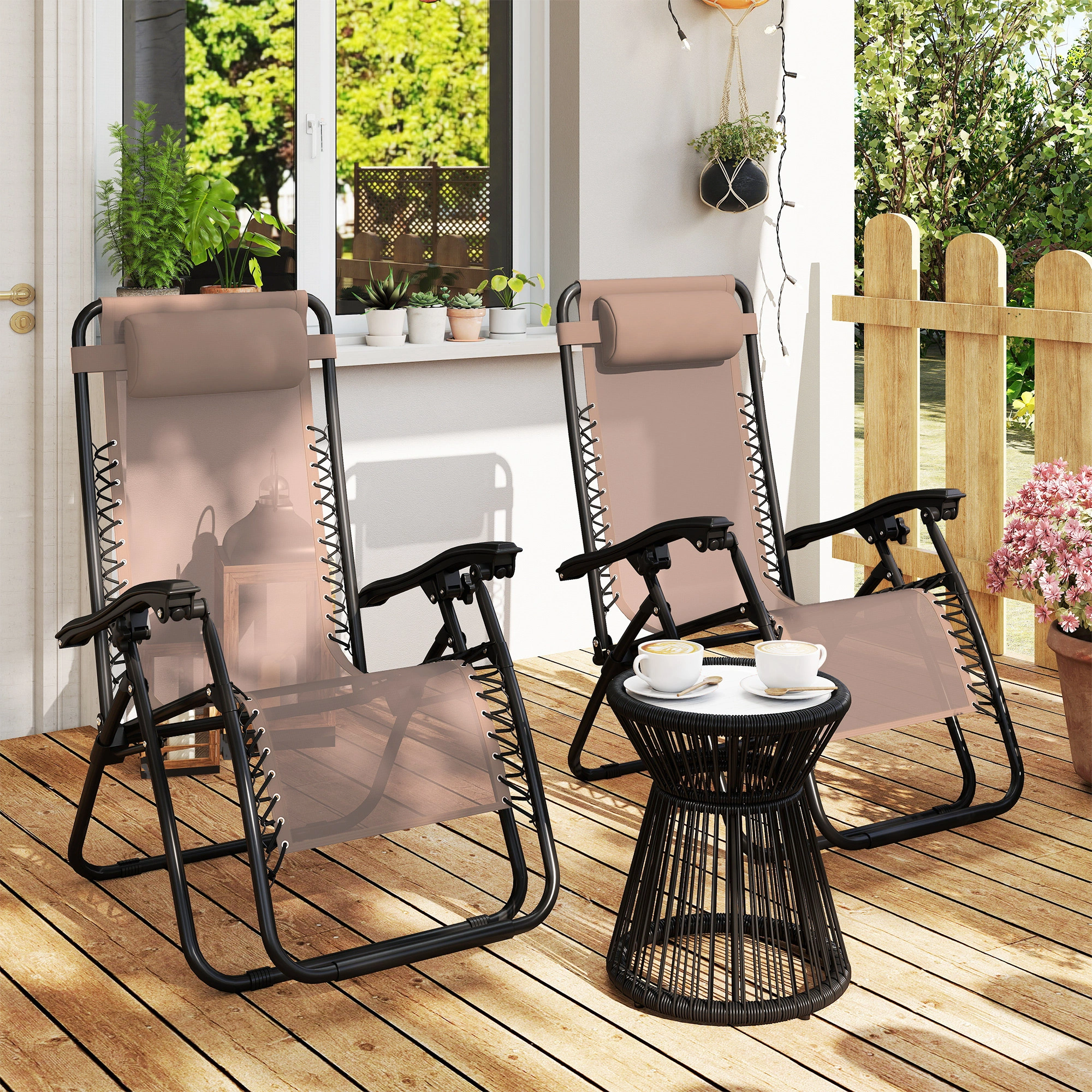 Heavy Duty Folding Lounge Chair Beach Chair, Portable Outdoor Camping Chair with Cup Holder, Waterproof Sun Bed
