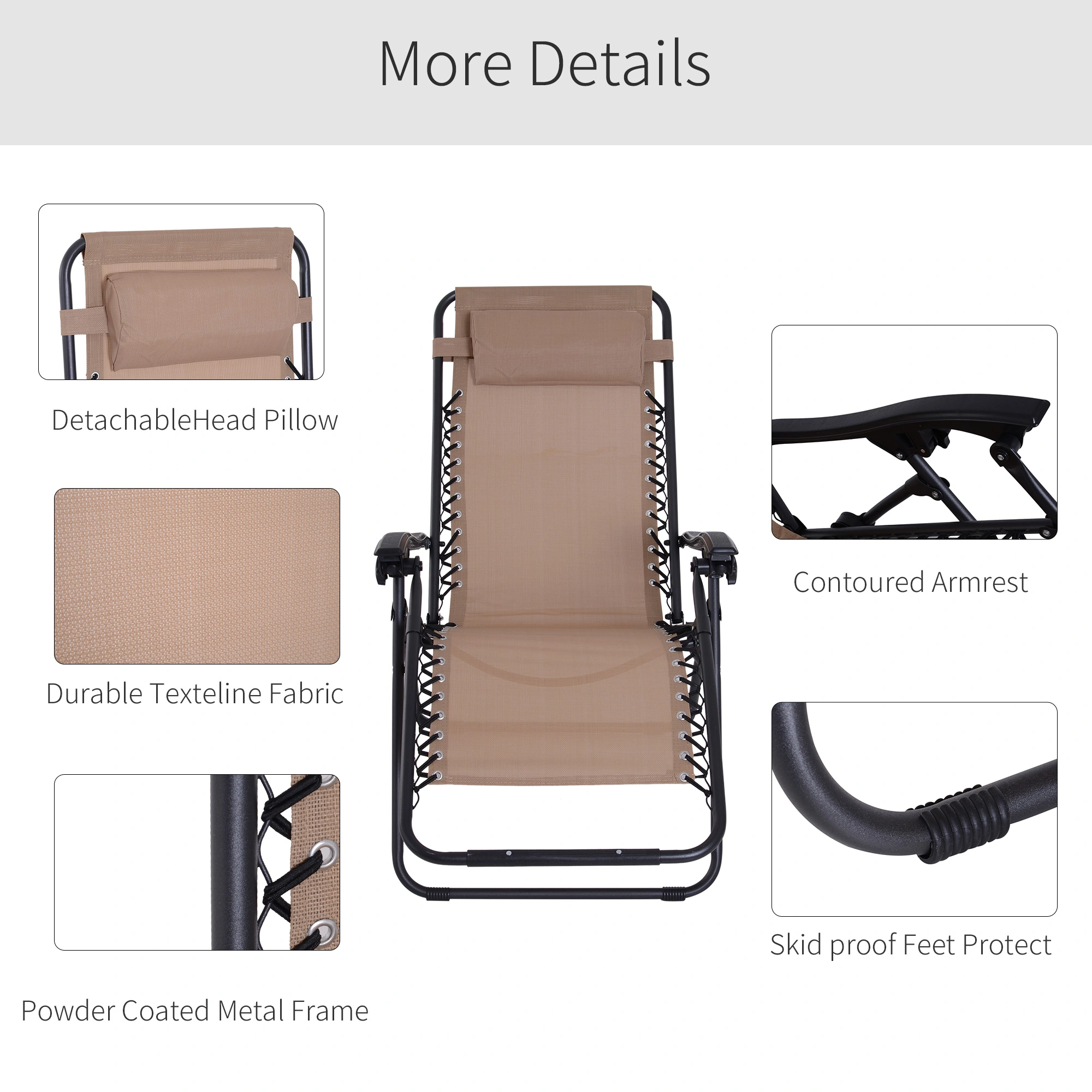 Heavy Duty Folding Lounge Chair Beach Chair, Portable Outdoor Camping Chair with Cup Holder, Waterproof Sun Bed view 3
