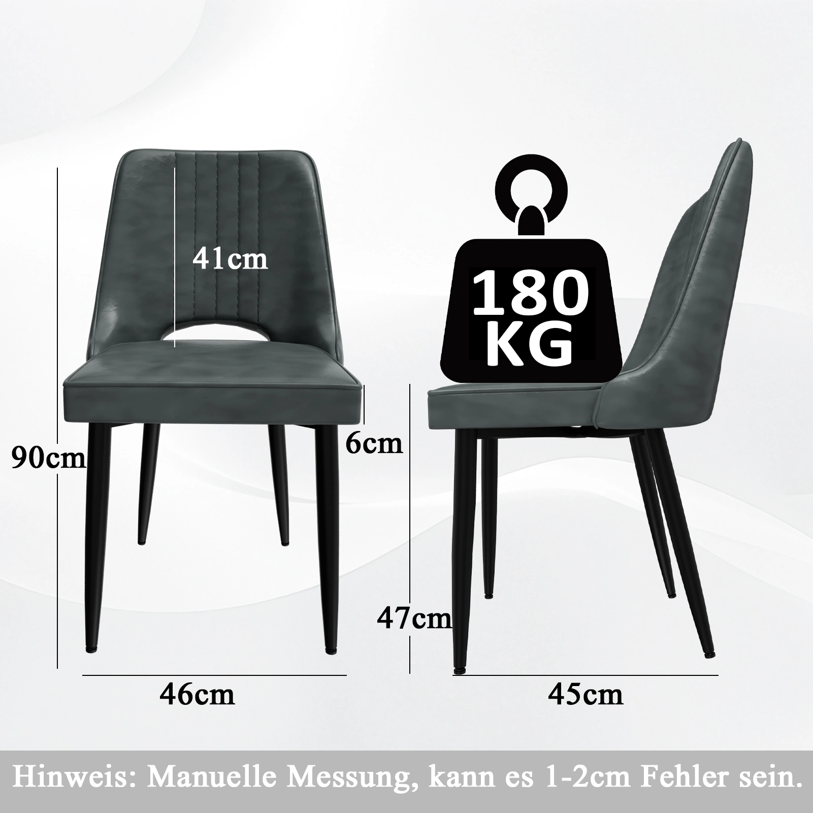 6 Pack Dining Chairs Set, Faux Leather High Back Chairs, Padded Kitchen Chairs with Metal Legs for Living Room view 2