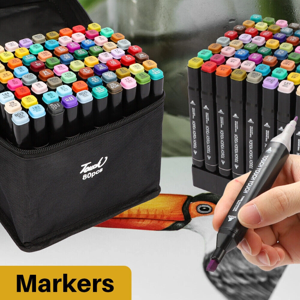 80 Colors Acrylic Paint Markers Permanent Dual Tip Pen Set for DIY Graffiti Art Sketching Craft view 2