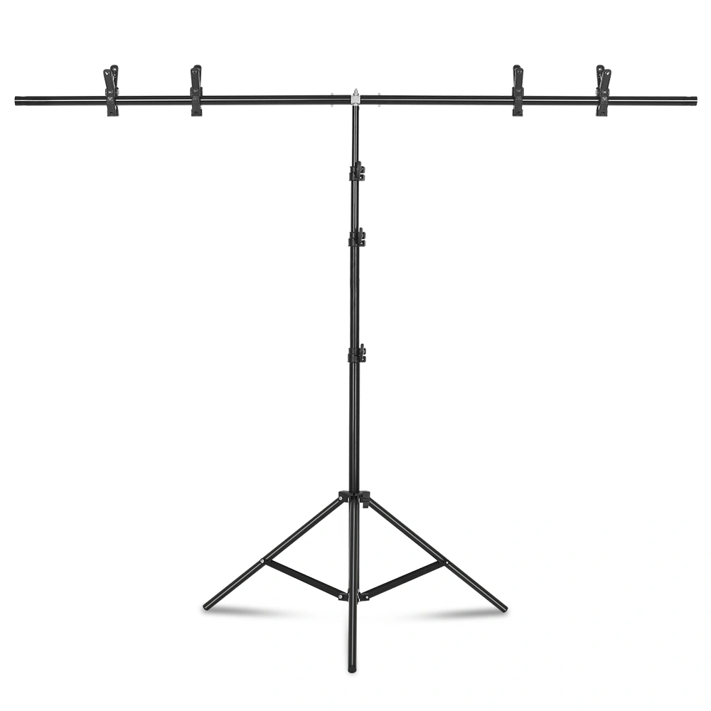 Improved Photography Background Stand 150cm Cross Bar T-Bracket Iron Black Photo Studio Support view 2