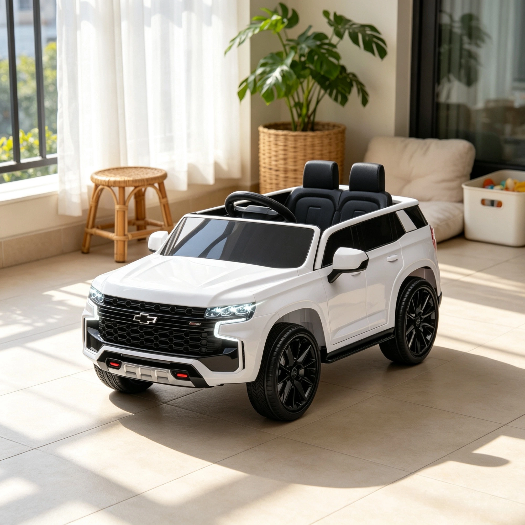 White 12V Electric Ride on Car - Kids Ride-on Toy