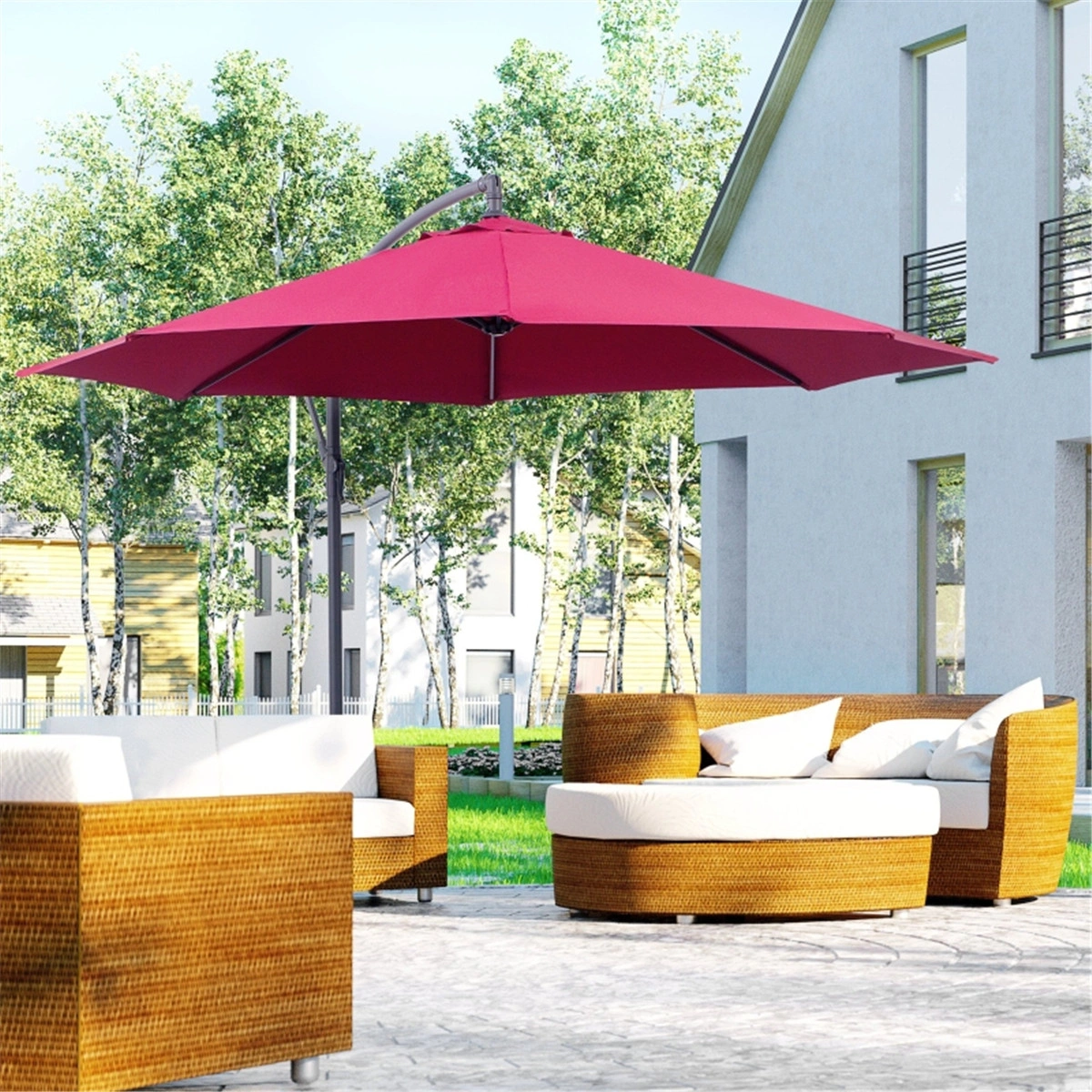 9FT Outdoor Beach Umbrella with Tilt Market Umbrella UV Protection Portable Patio Garden Canopy