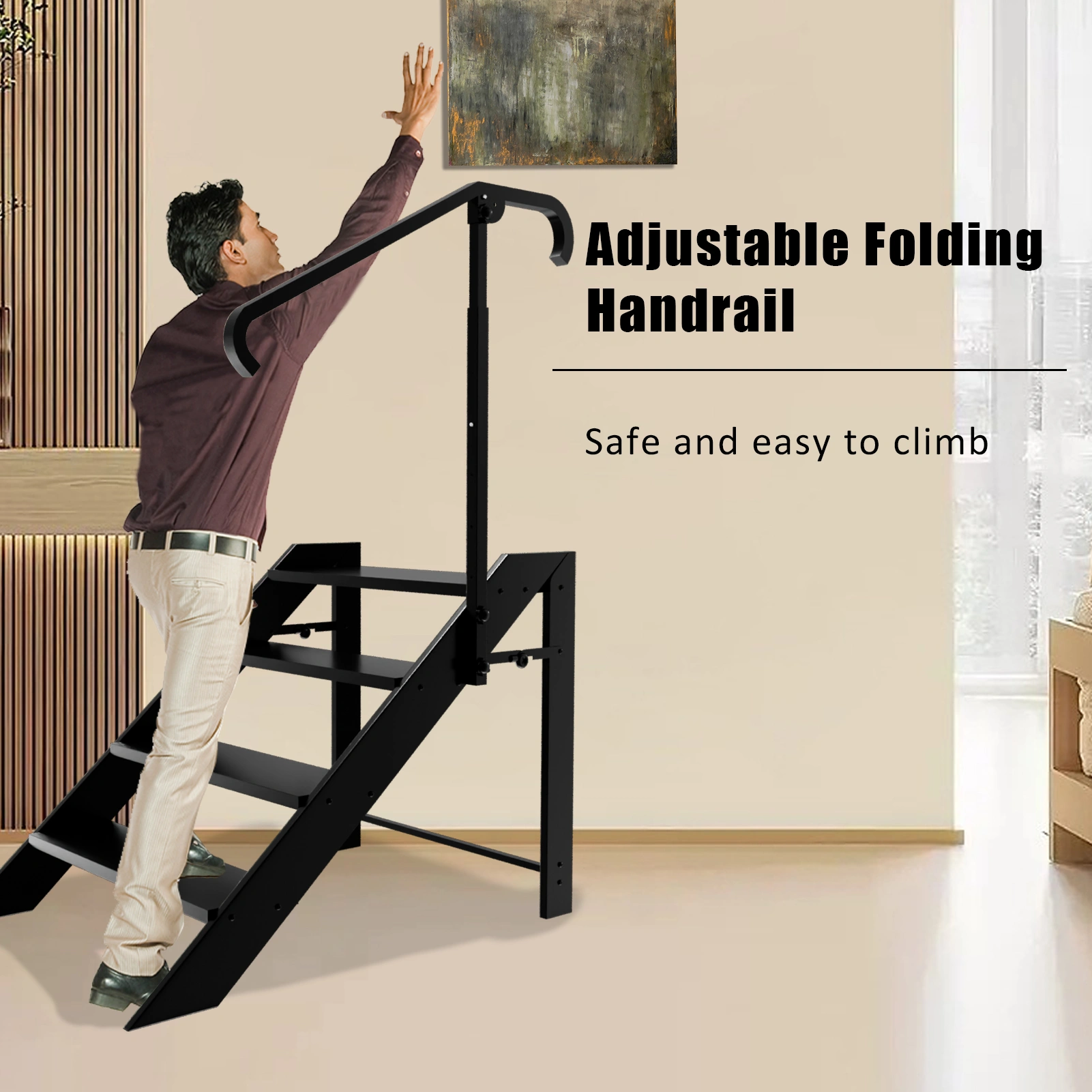 4 Step Folding Ladder, 660lbs Capacity, Non-Slip RV Steps & Hot Tub Stool for Home, Camper, Travel Trailer, Mobile Home, Spa, Porch view 4