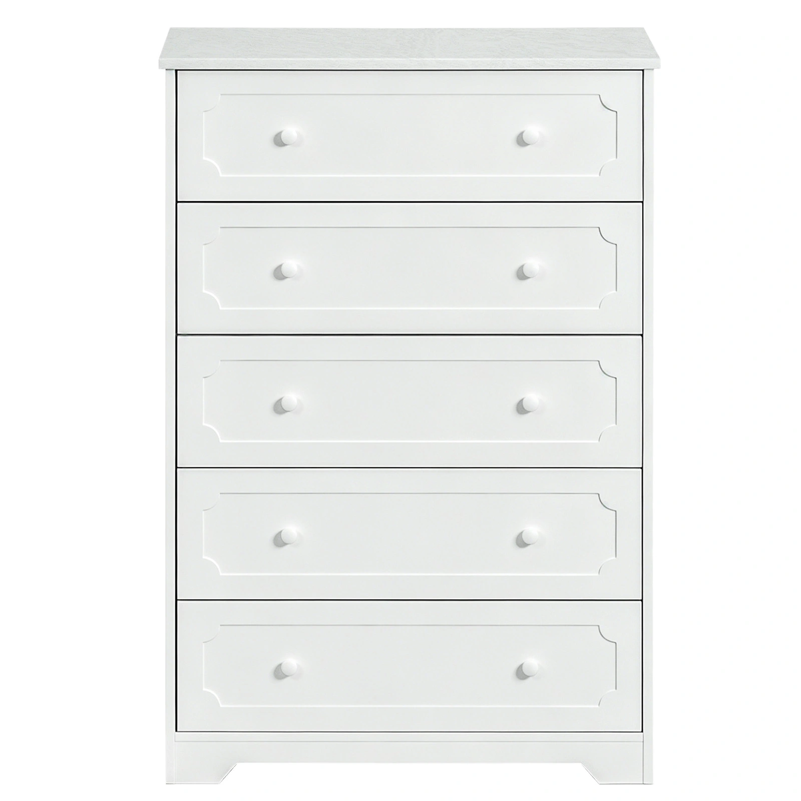 5-Drawer Cabinet with Solid Wood Veneer and Paint P2 MDF + P2 Particleboard Storage Cabinet 31.3*15.55*47.24in White view 2