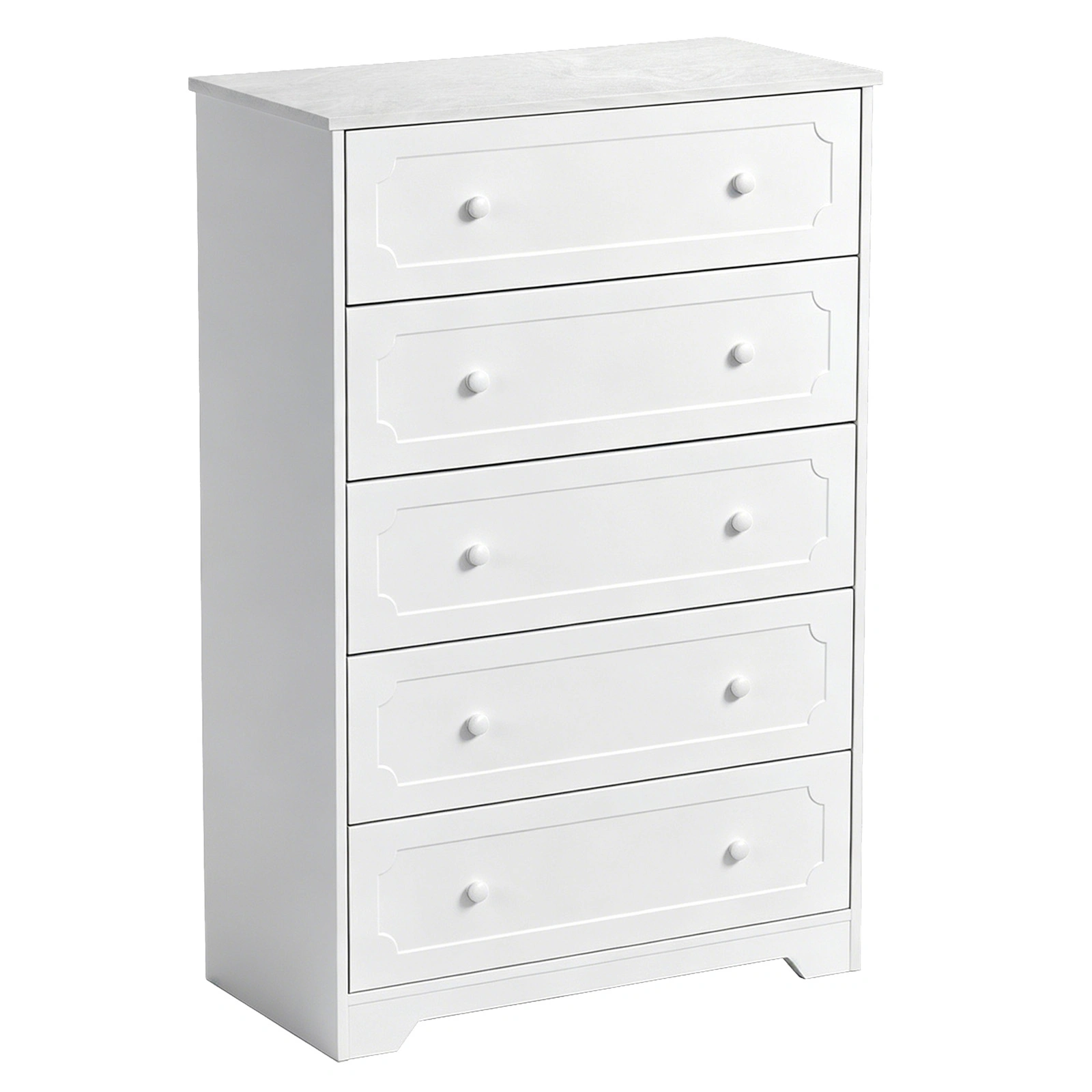 5-Drawer Cabinet with Solid Wood Veneer and Paint P2 MDF + P2 Particleboard Storage Cabinet 31.3*15.55*47.24in White view 3